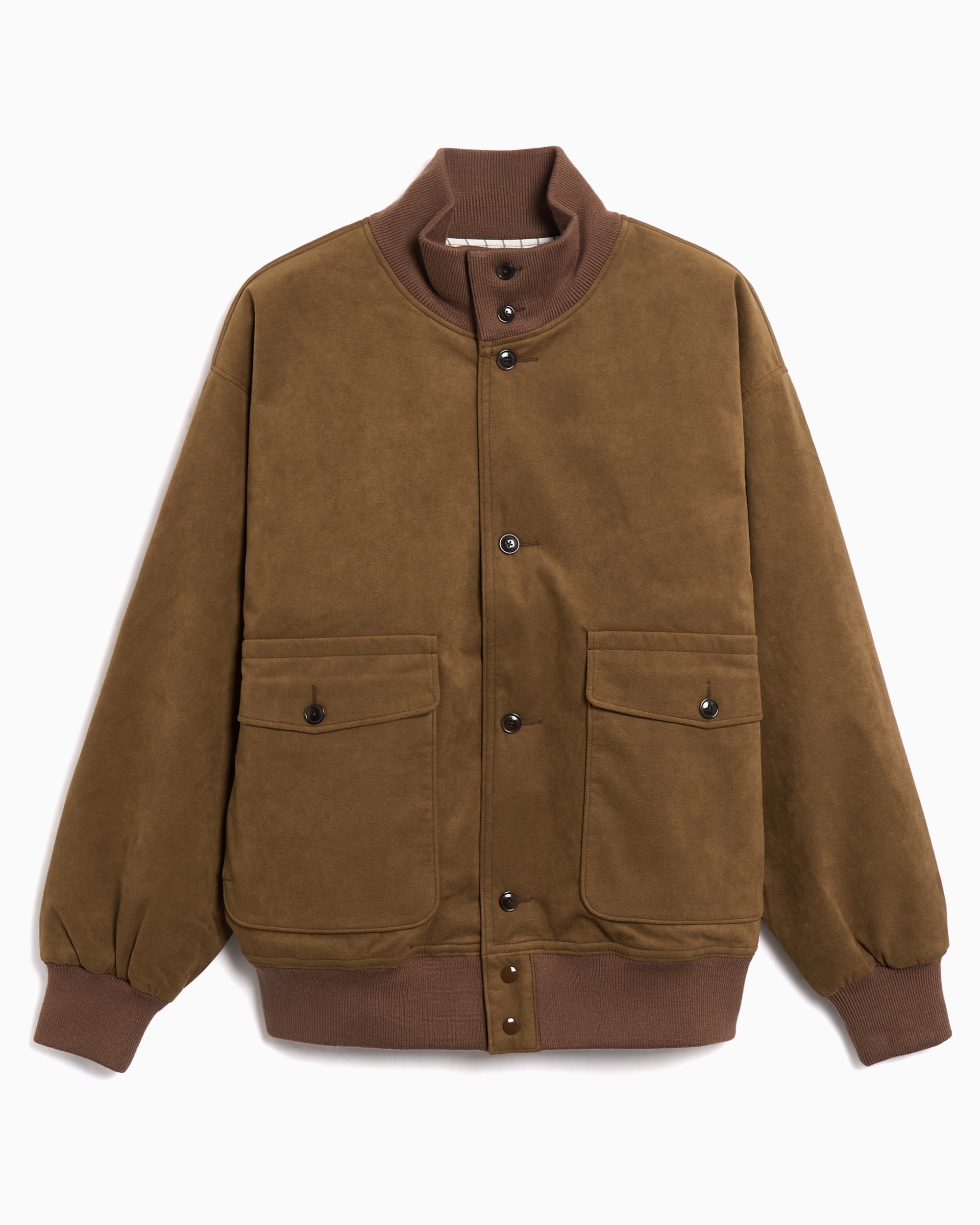 nanamica Insulation Crew Relaxed Men's Leather Jacket Brown