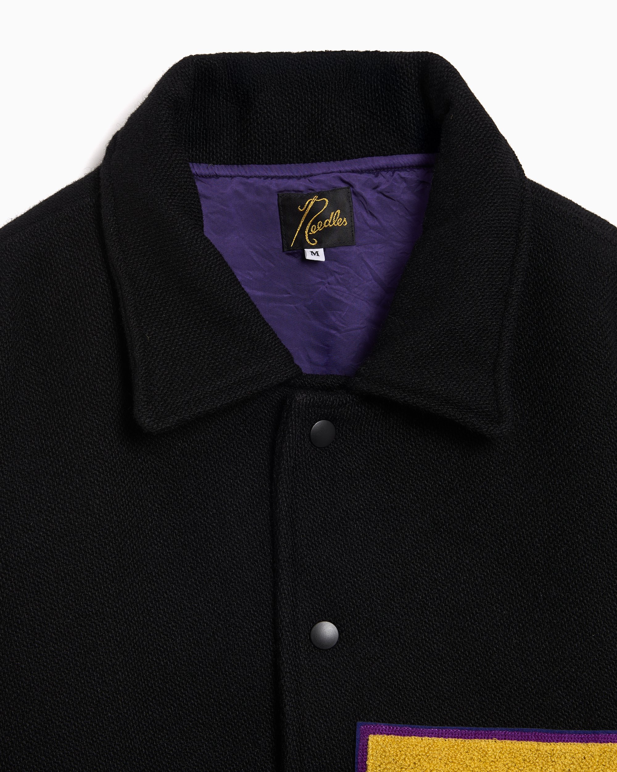 Needles Lettered Graphic Relaxed Men's Varsity Jacket Black RW170