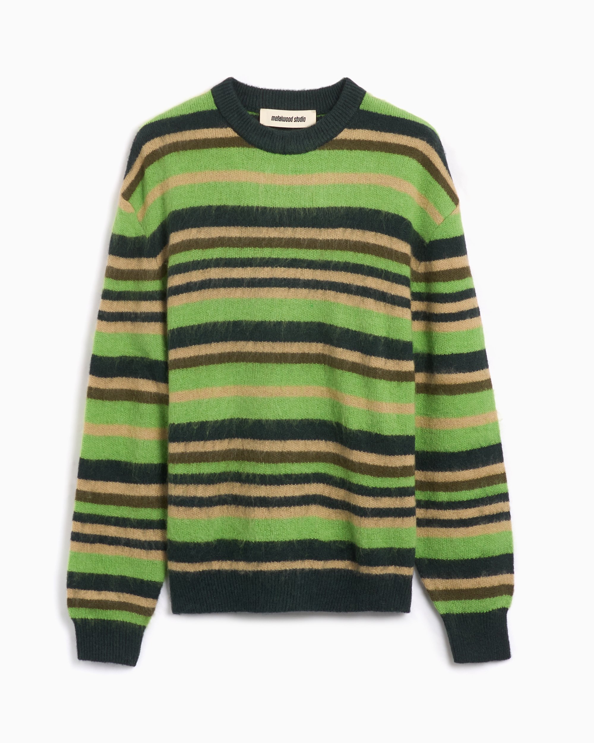 Metalwood Studio Men's Striped Knit Sweater Green MWS24-15
