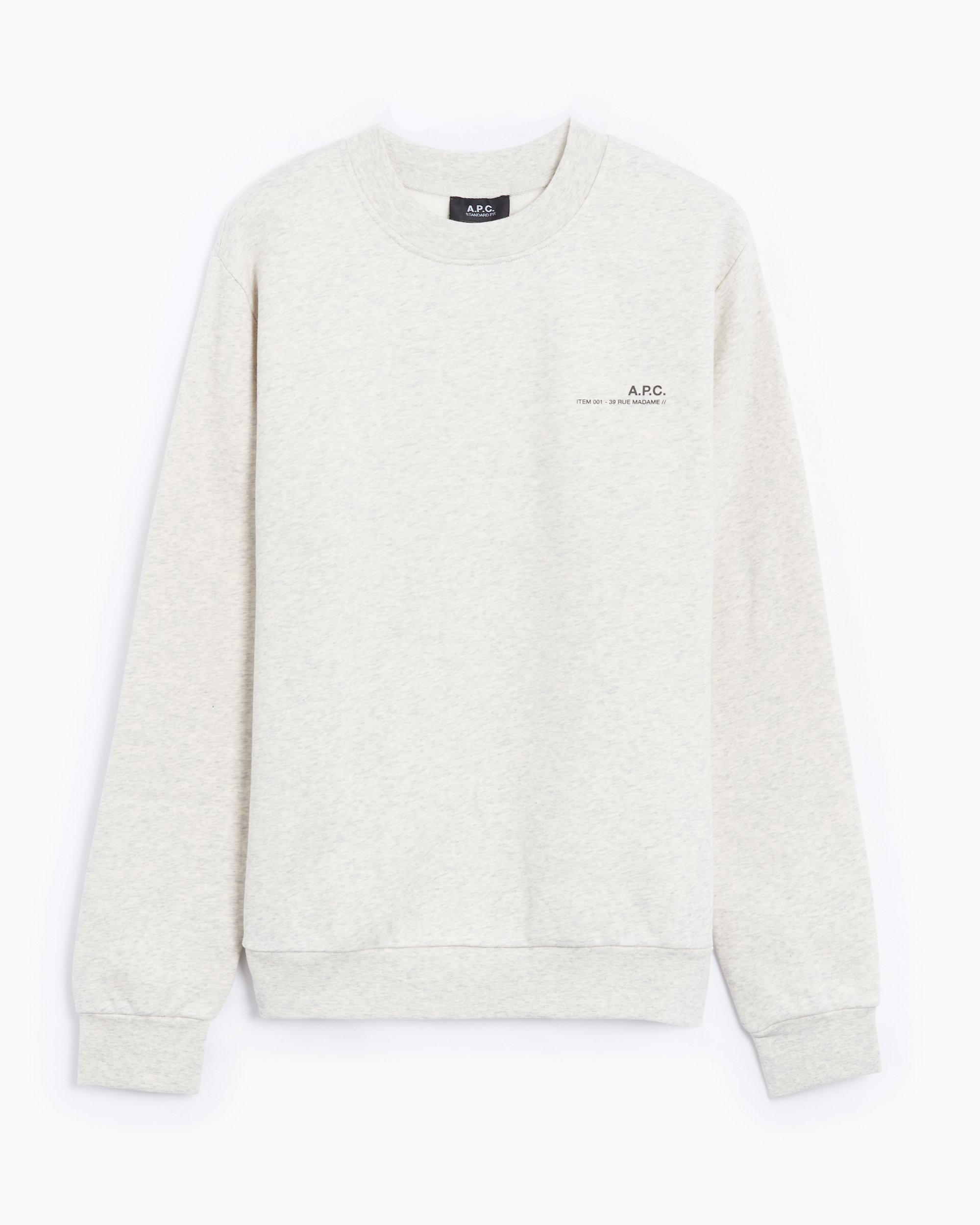 A.P.C. Standard Item Men's Sweatshirt Gray COHBP-M27927-APJ A.P.C. Standard Item Men's Sweatshirt Gray COHBP-M27927-APJ