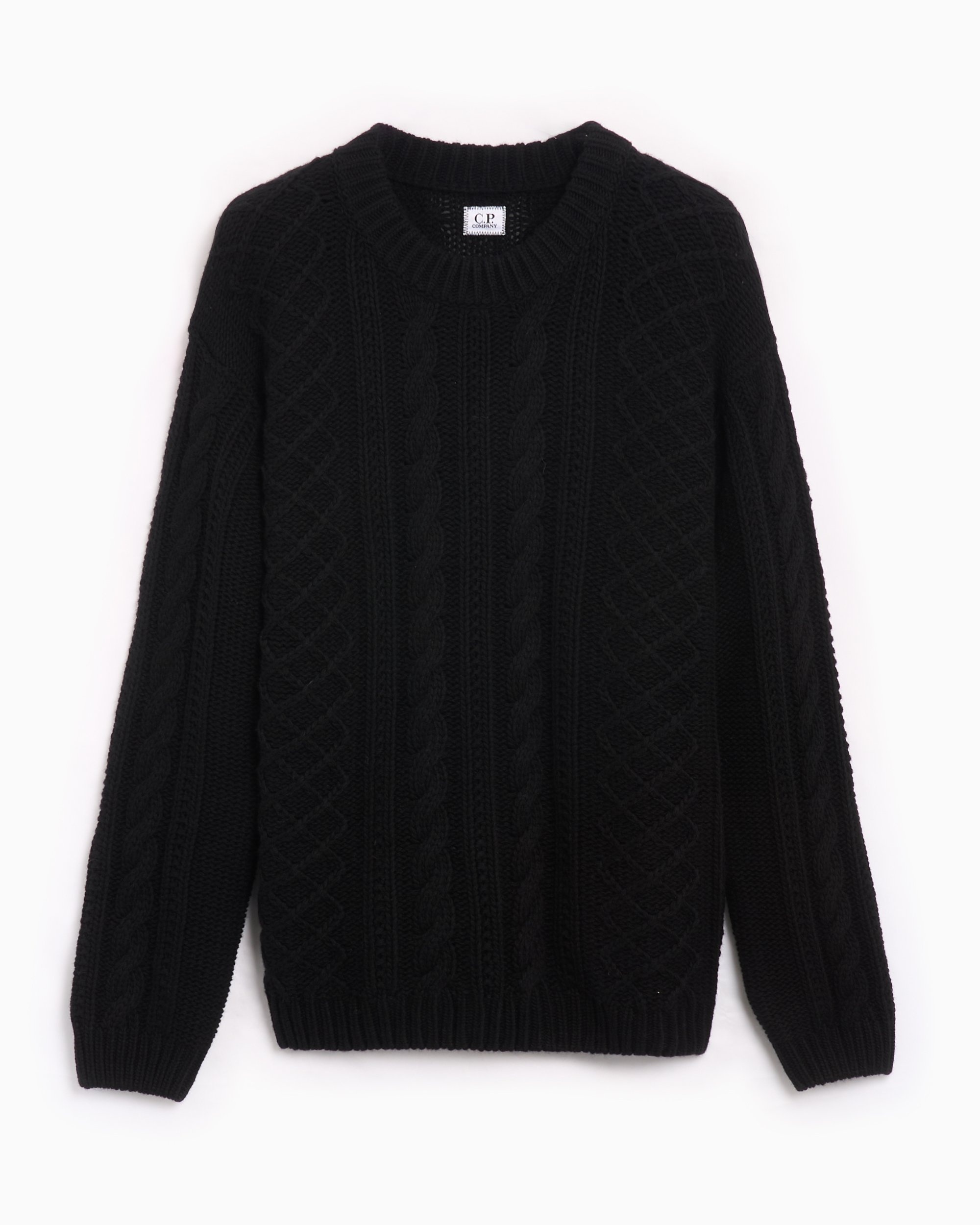 CP Company Lambswool Logo Men's Knit Sweater Black CP Company Lambswool Logo Men's Knit Sweater Black