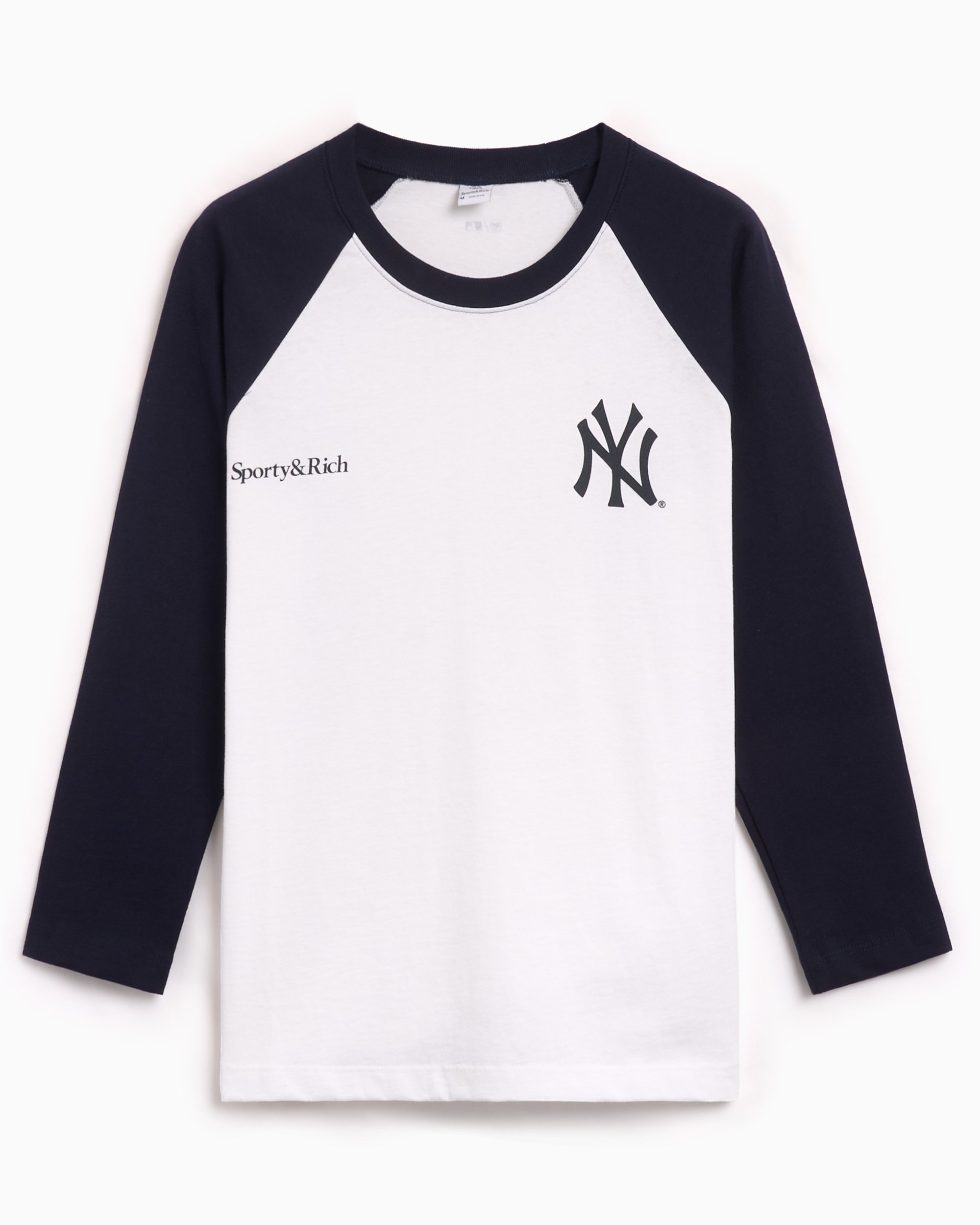 Sporty Rich Yankees Serif Unisex Baseball T Shirt WeiB TO046505300WH22 FOOTDISTRICT