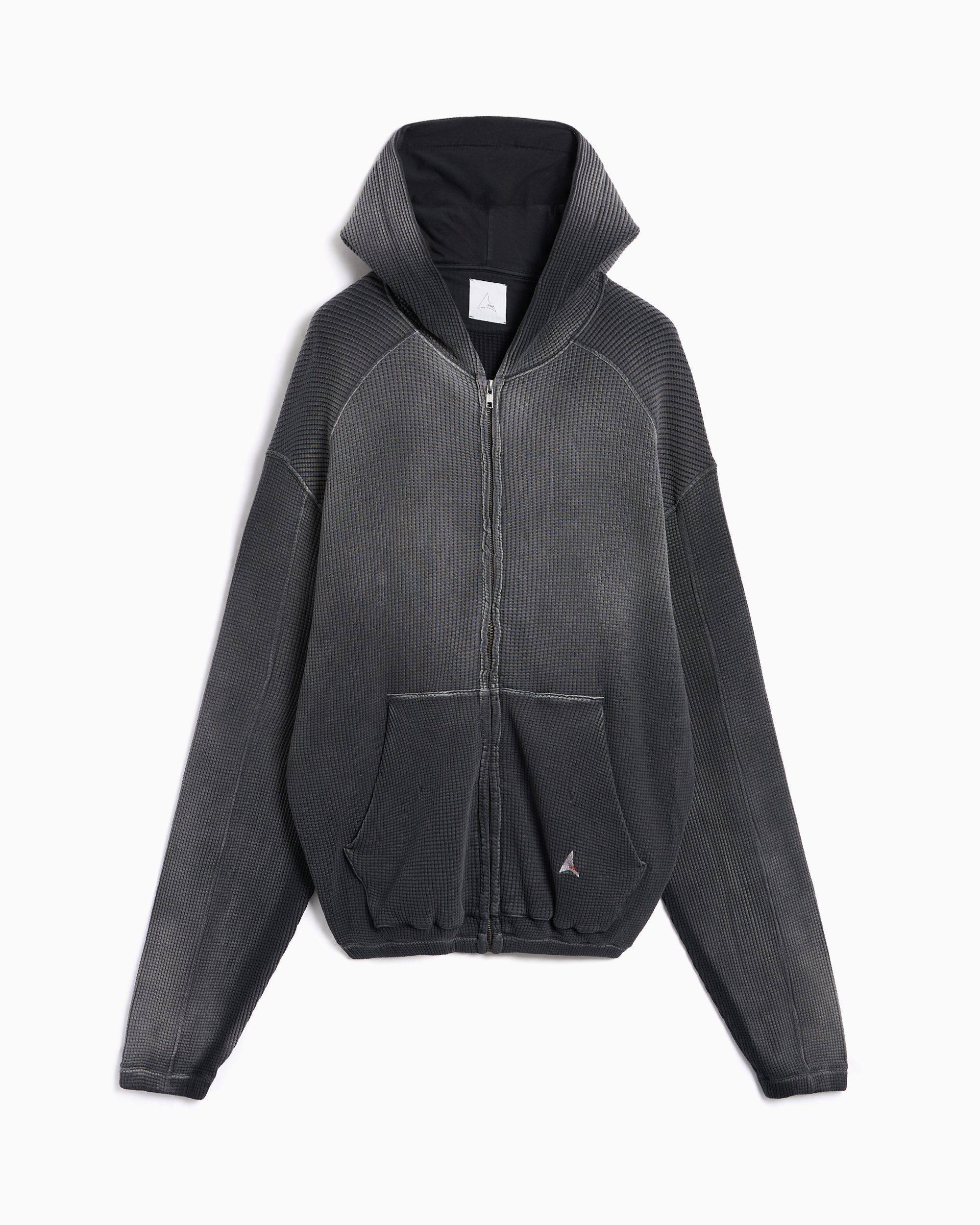 ROA Bee Sun Faded Waffle Boxy Men's Zip-Up Sweatshirt Gray