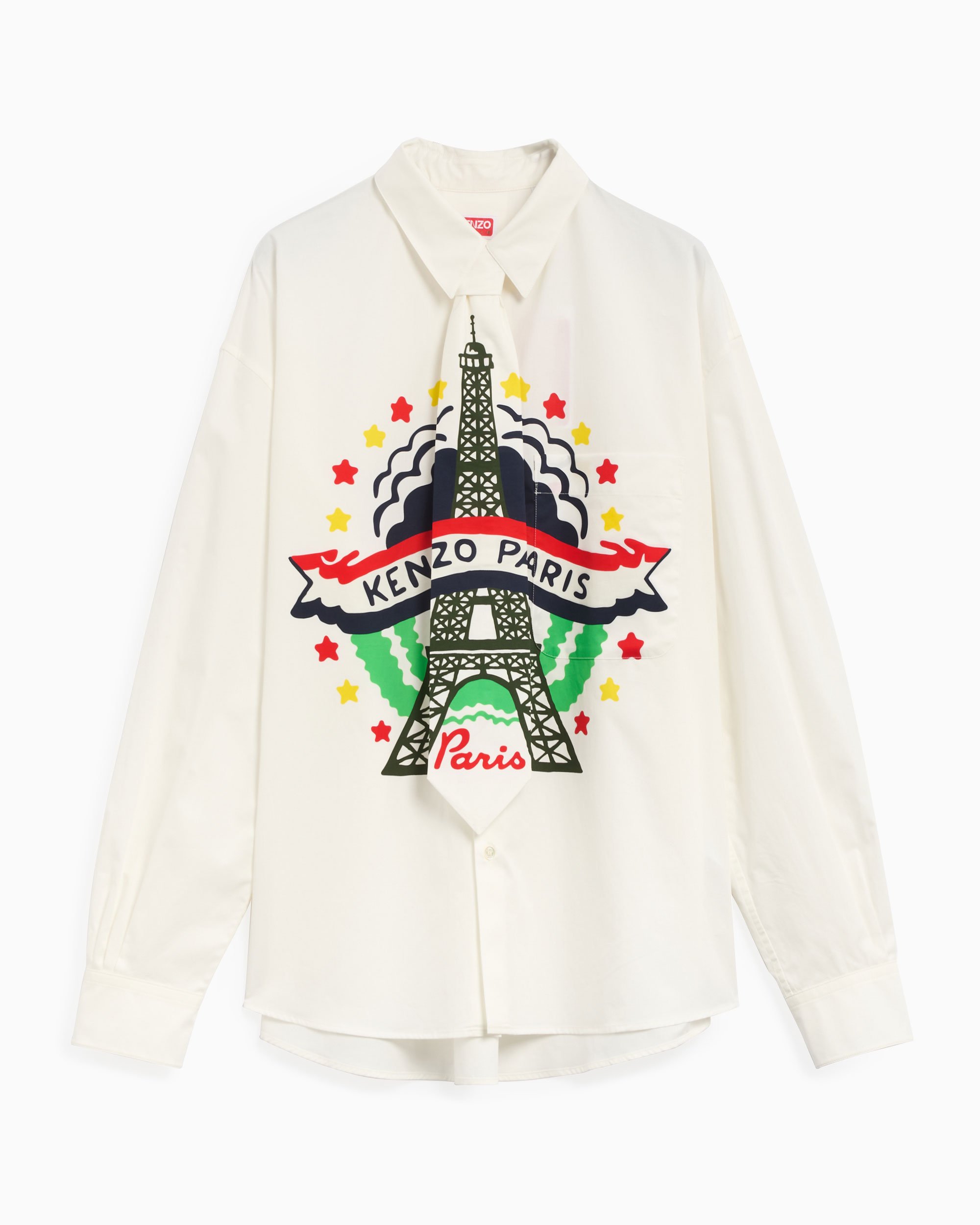 Kenzo Drawn Varsity Men's Shirt Weiß FE55CH4219P6-01 | FOOTDISTRICT