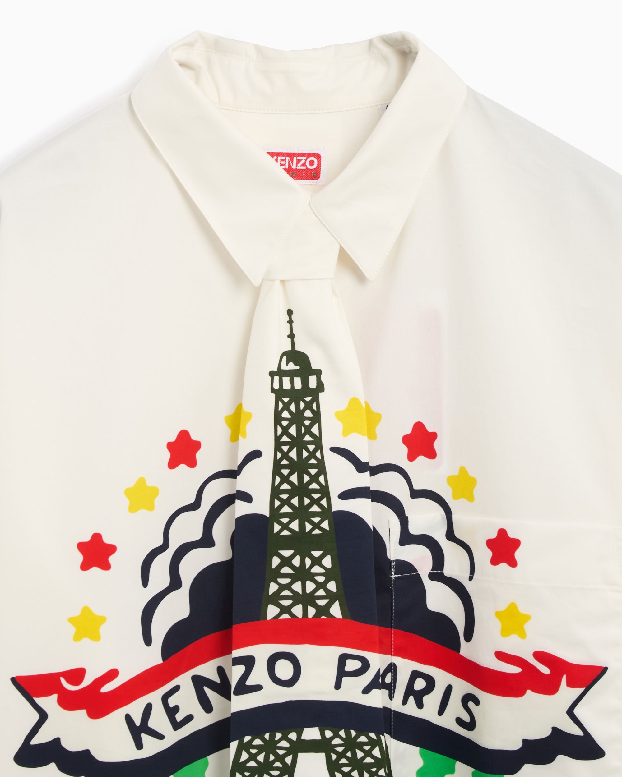 Kenzo Drawn Varsity Men's Shirt White FE55CH4219P6-01 Kenzo Drawn Varsity Men's Shirt White FE55CH4219P6-01