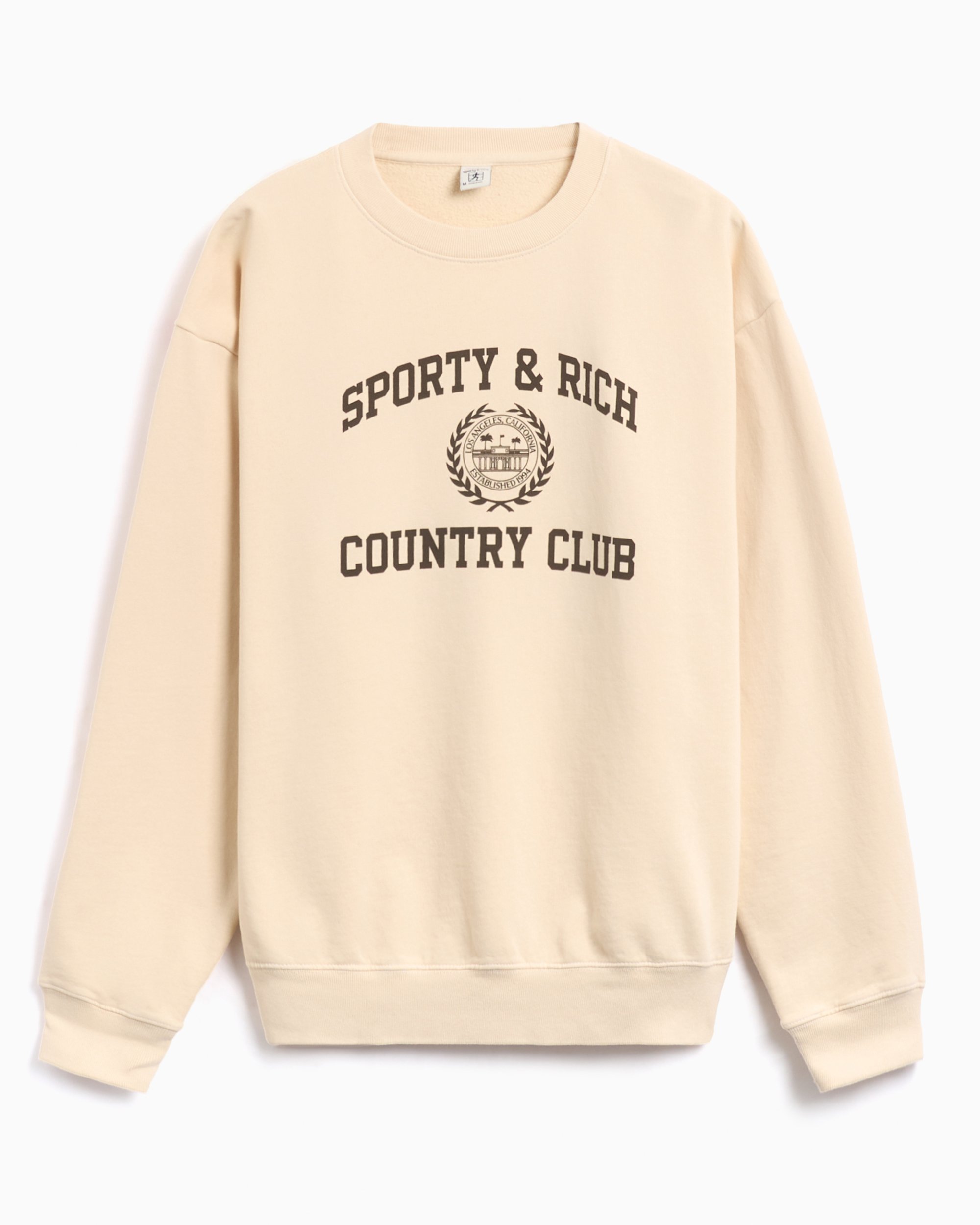 Sporty & Rich Varsity Crest Unisex Sweatshirt Beige