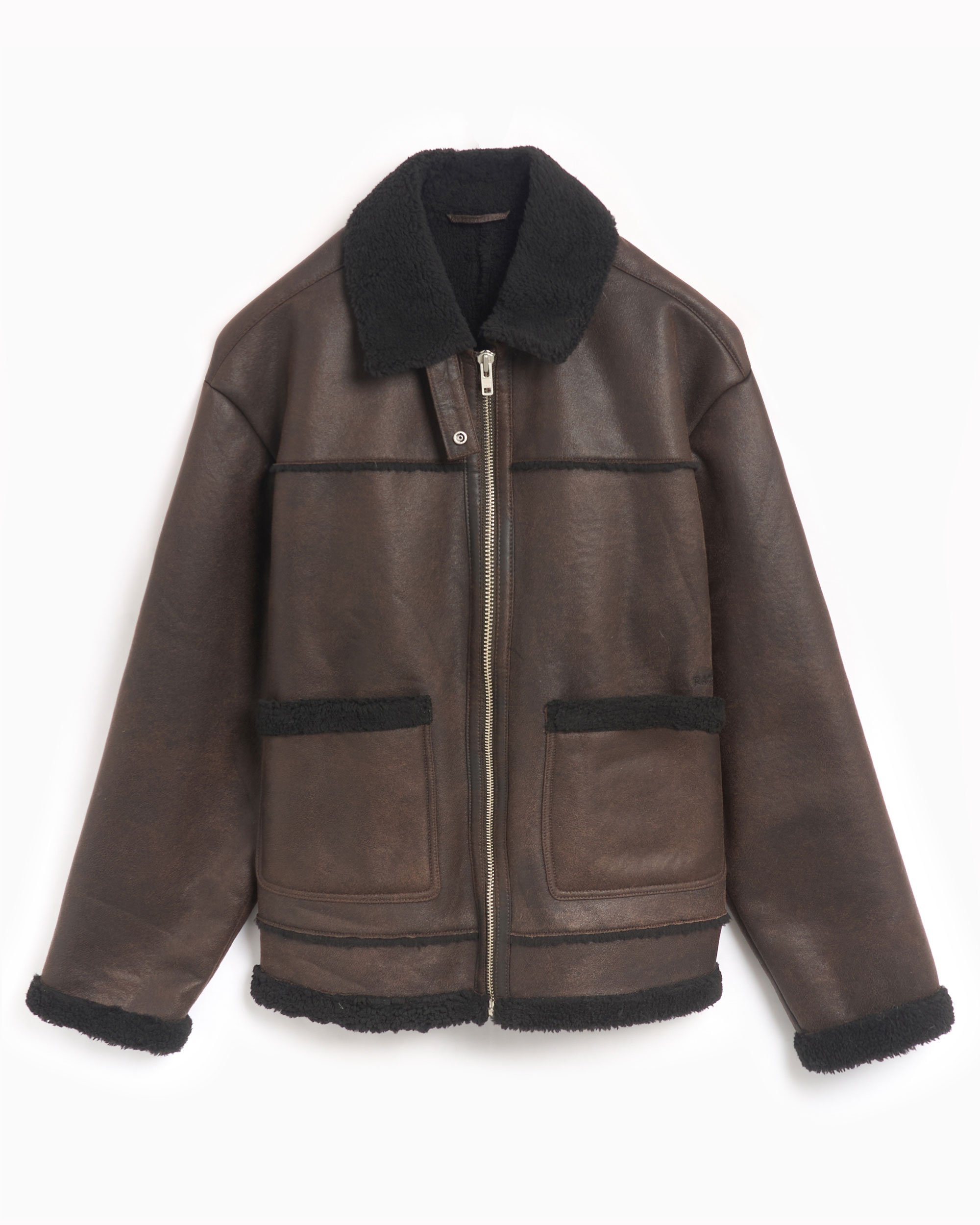 Faux shearling jacket mens top