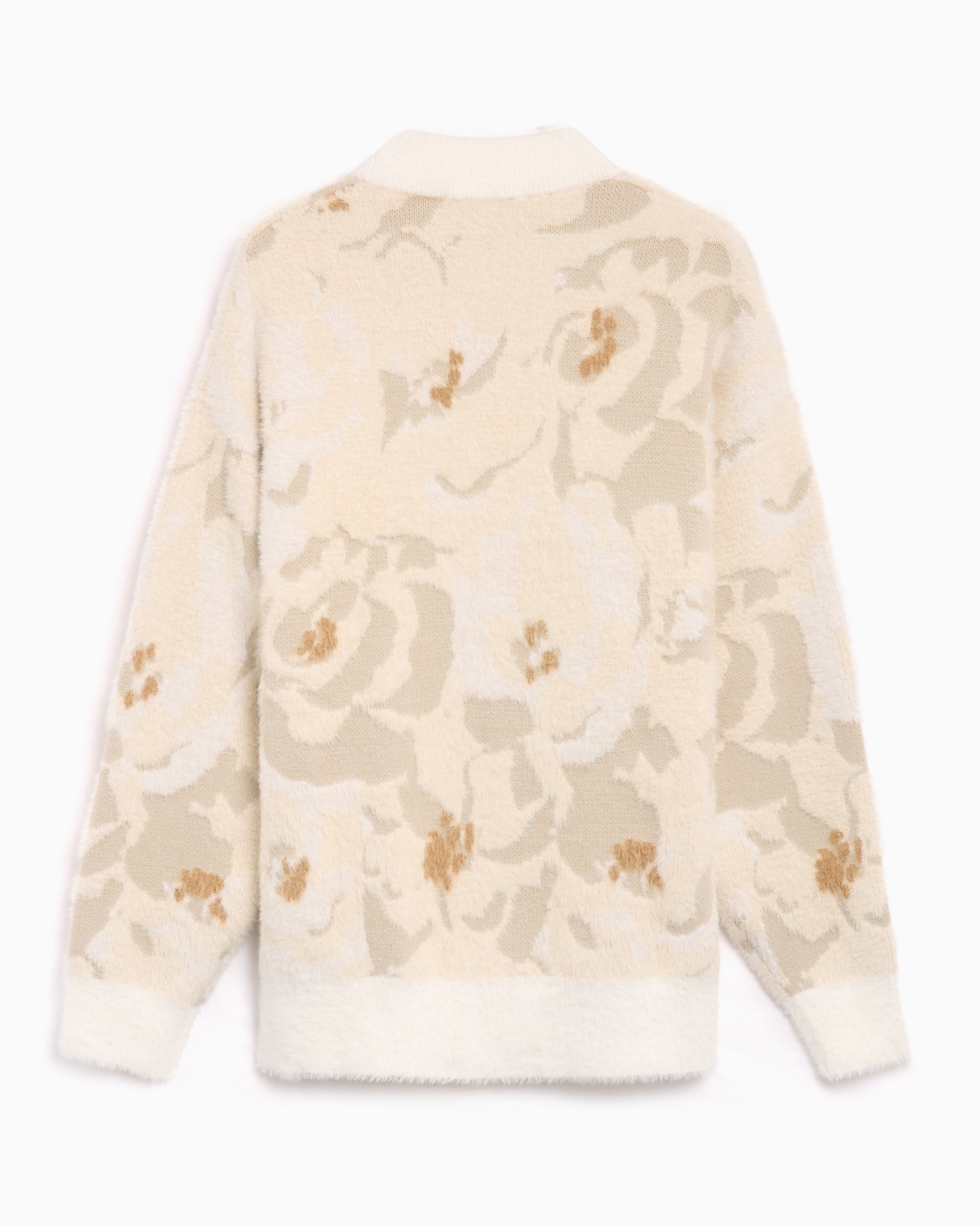 Lacoste Women's Jacquard Intarsia Floral Cardigan Beige