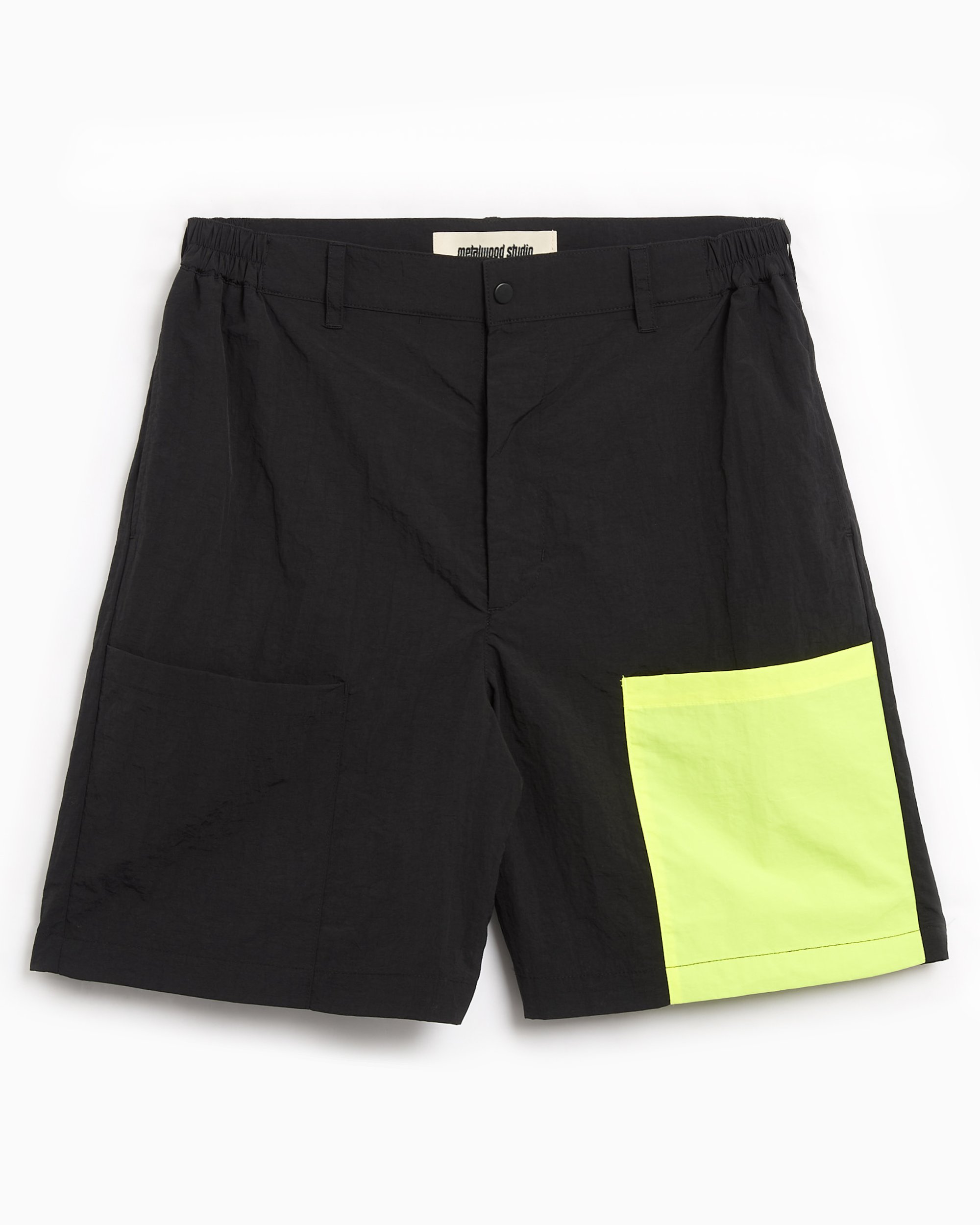 Metalwood Color Block Men's Nylon Shorts Black MWS24-07-01
