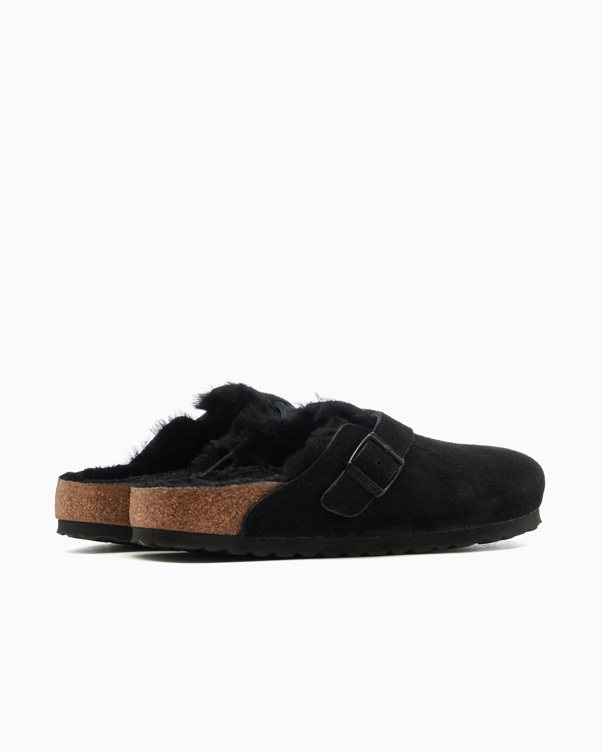 BIRKENSTOCK Boston Shearling Suede Leather Narrow Black 259883