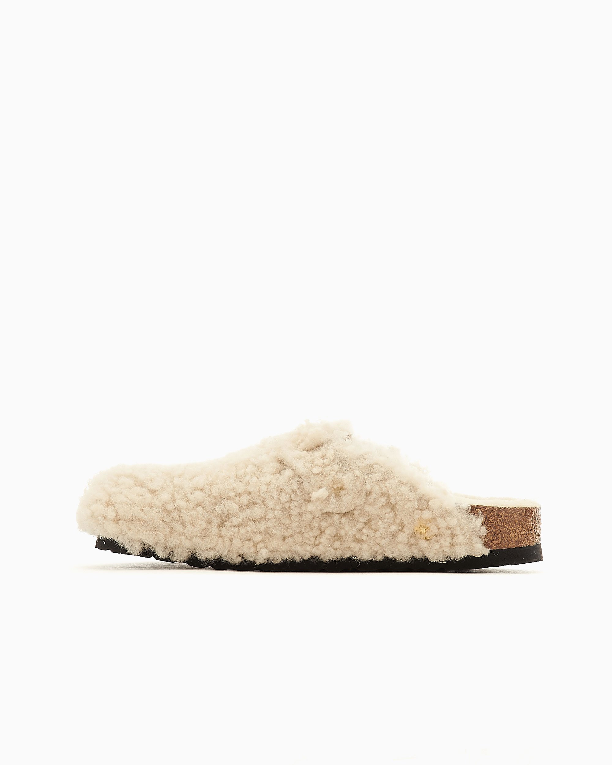BIRKENSTOCK Boston Big Buckle Clogs Shearling Beige 1025664