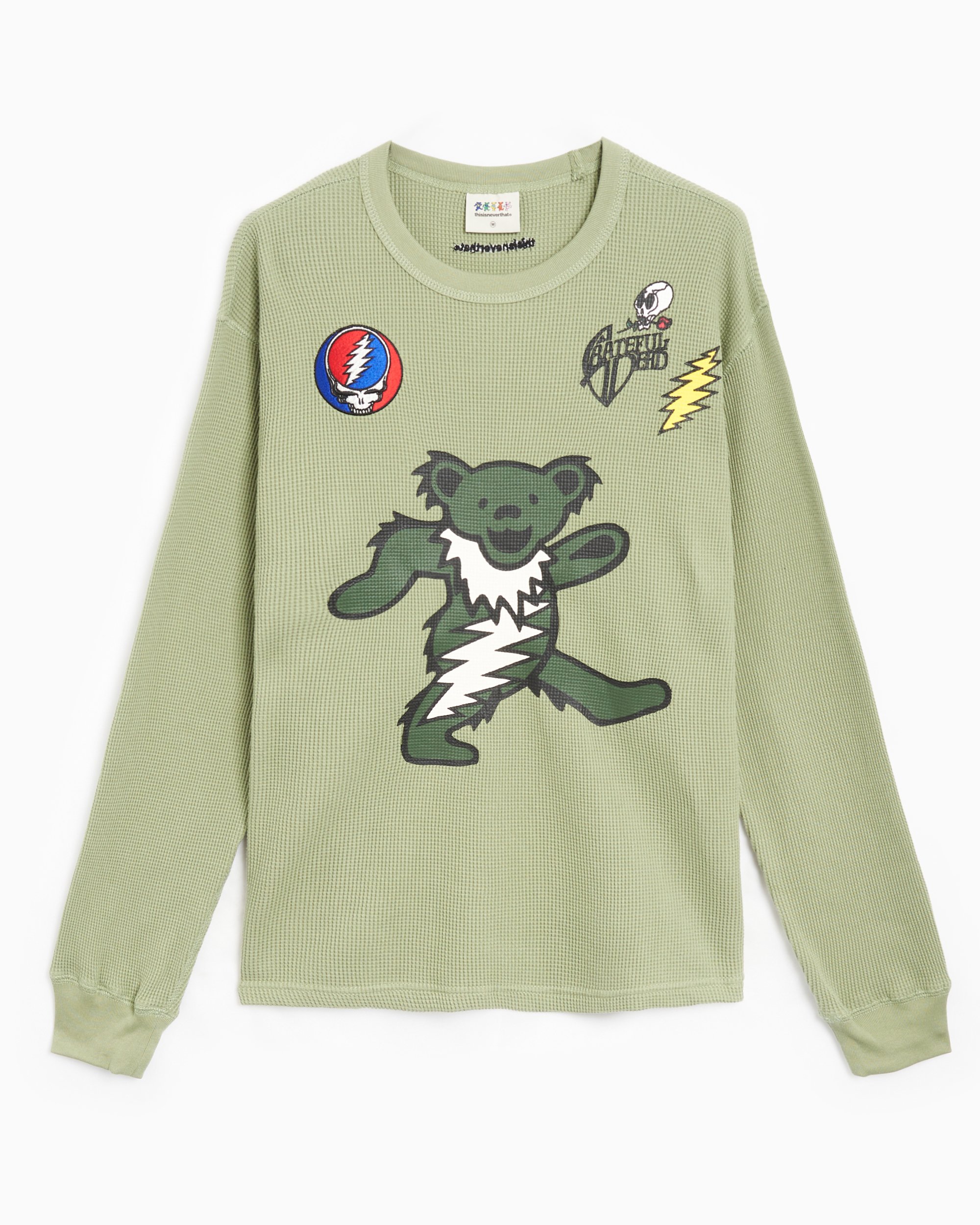 thisisneverthat x Grateful Dead Peace Bears Waffle Men s Long Sleeve T Shirt Verde GD243WTOLP01 LIGGR FOOTDISTRICT