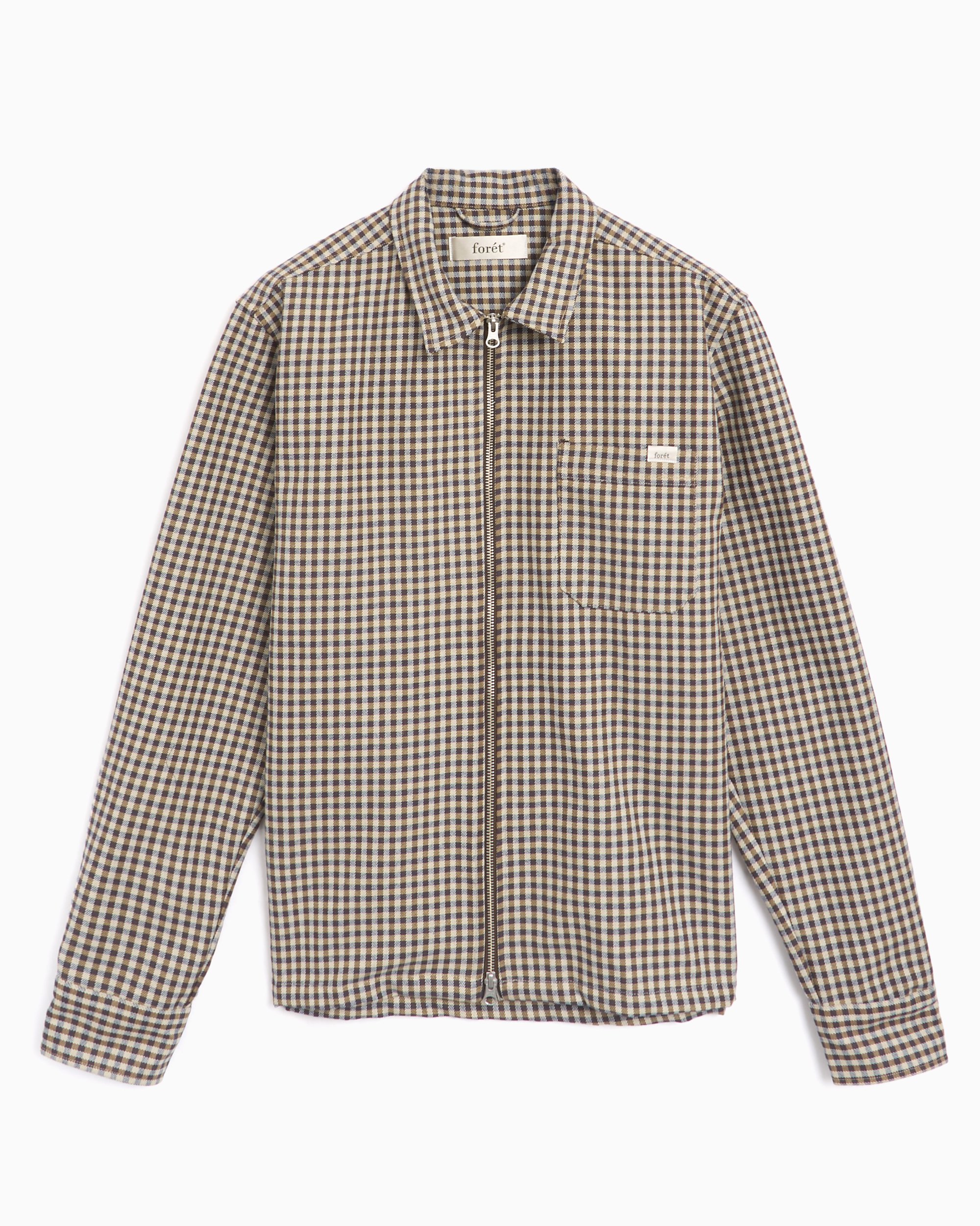 海外輸入 インボイス Forét Relaxed FOOTDISTRICT | F5811-CHECK Brown Shirt Men's トップス