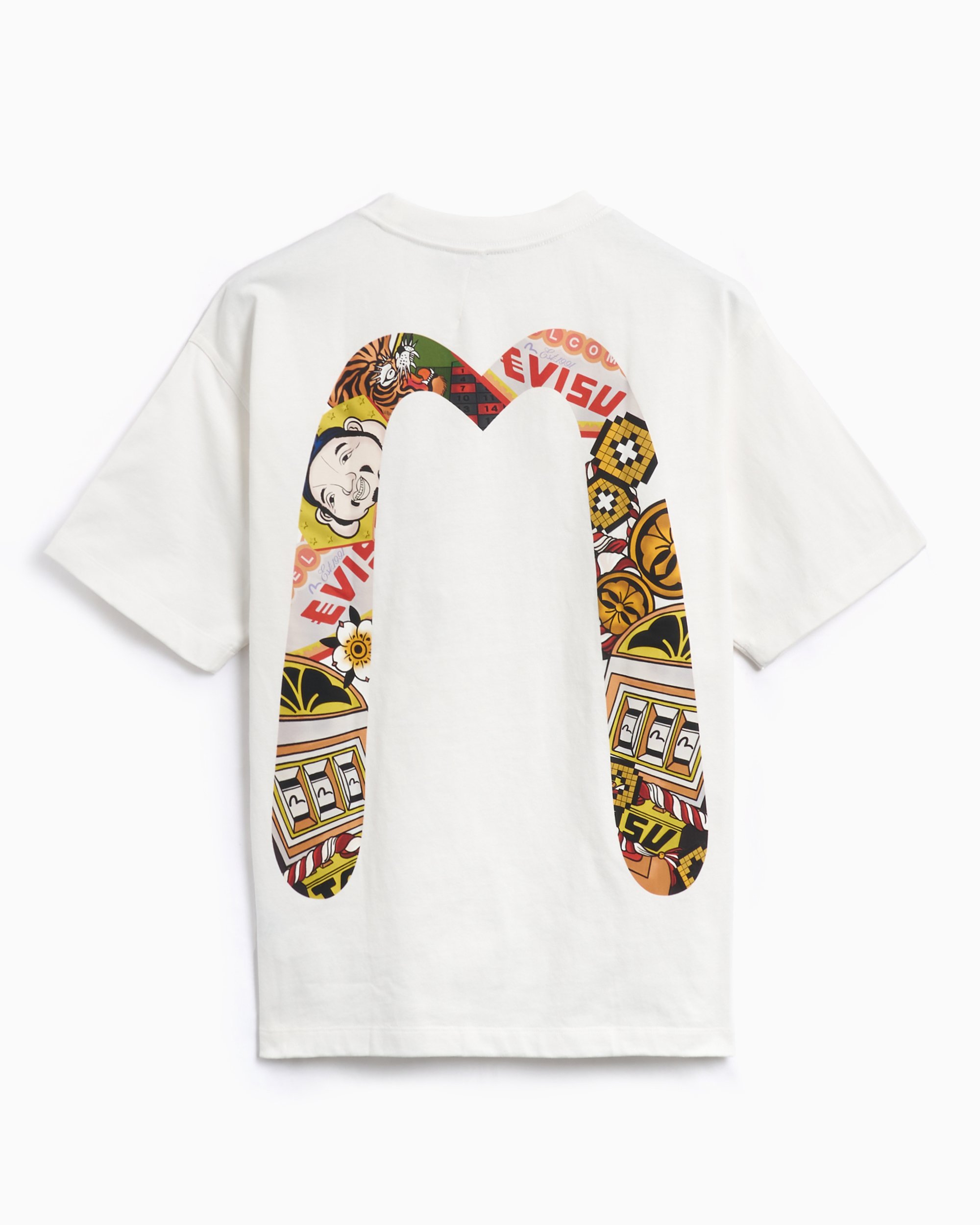 EVISU Denim Pocket & “Virtual Vacation” Men's Denim T-Shirt EVISU Denim Pocket & “Virtual Vacation” Men's Denim T-Shirt