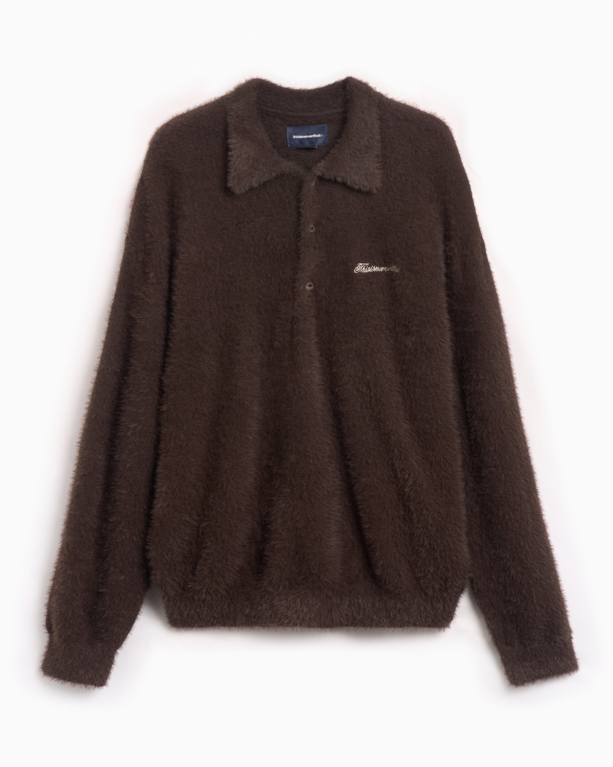 thisisneverthat® SCT-Logo Shaggy Men's Knit Polo Brown