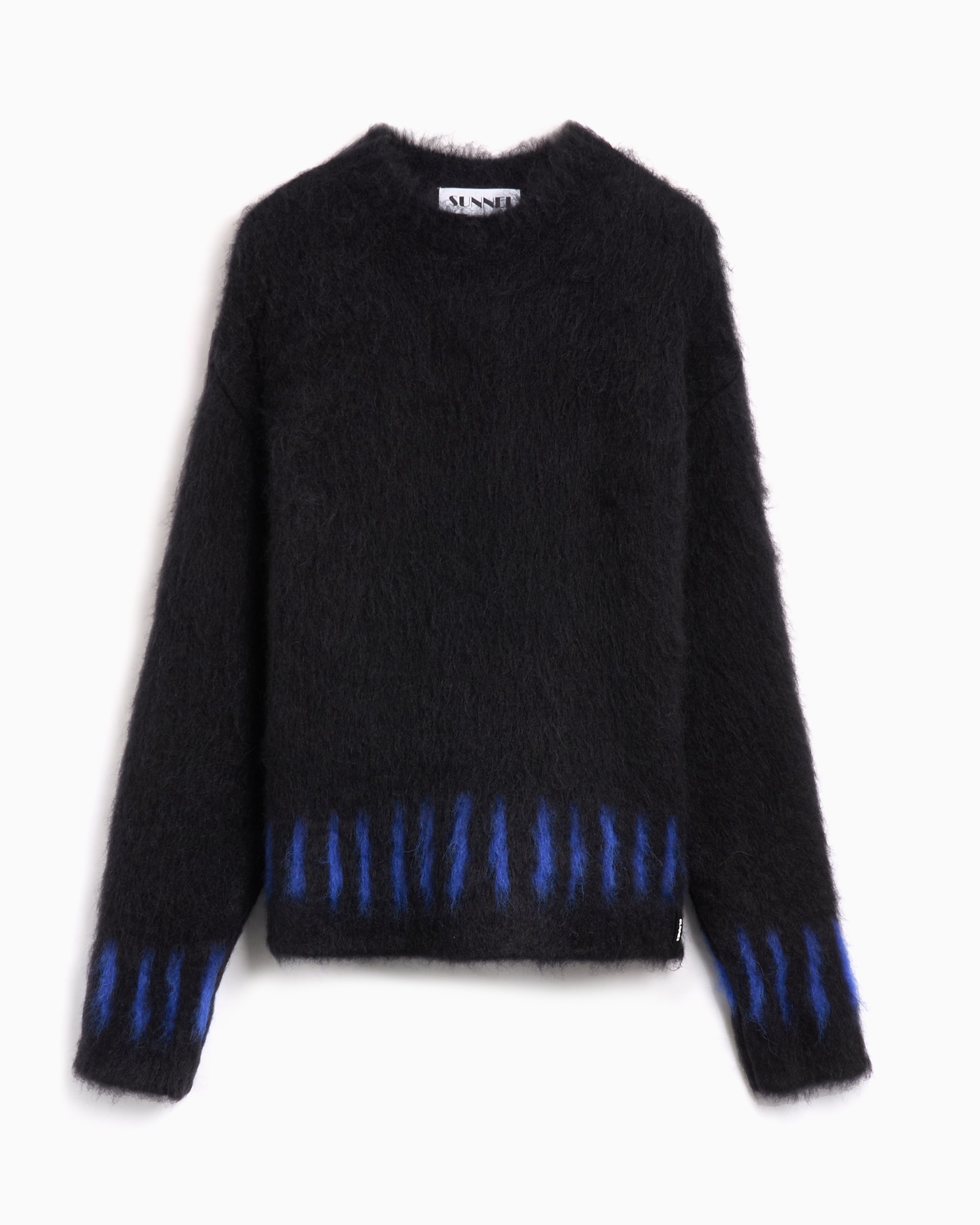 限定セール -SALE Round Knit Hairy Men's Sunnei Neck RTWXKNW005 Black Sweater メンズウェア