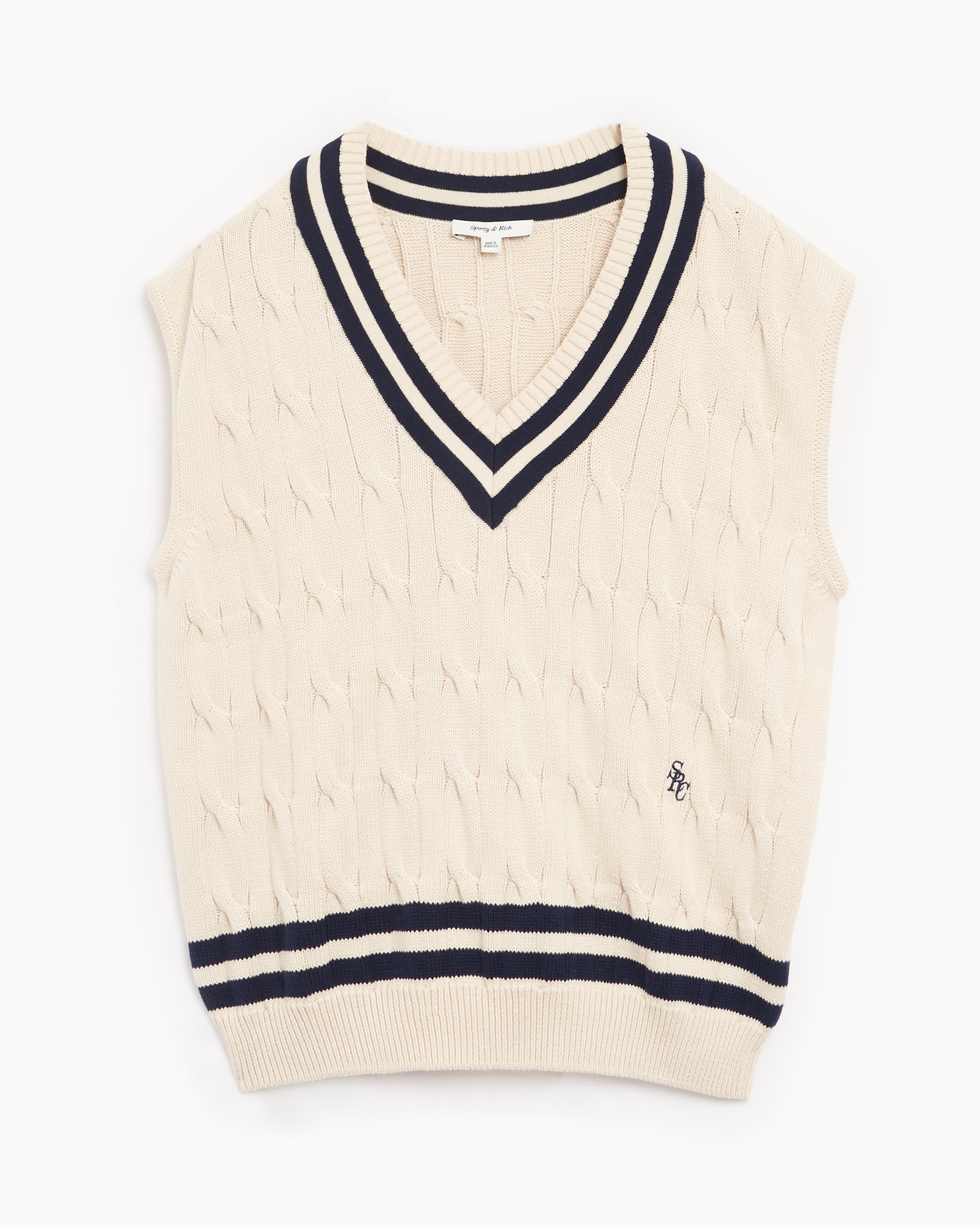 Sporty & Rich SRC Unisex Cable Knit Vest Blanco WS019S414SC 