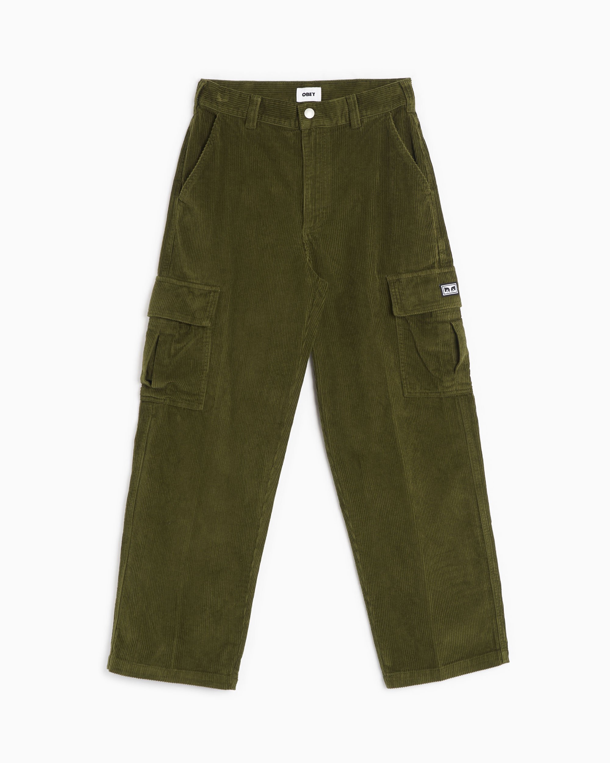 OBEY Clothing Bigwig Men's Baggy Corduroy Cargo Pants Green 142020216-ARM
