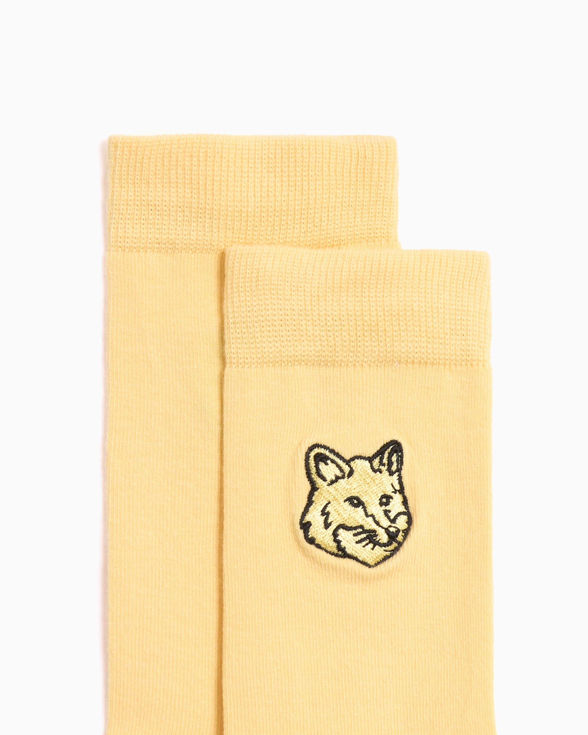 全国どこでも送料無料！ Bold Kitsuné Maison Fox Yellow Socks Unisex Head トップス