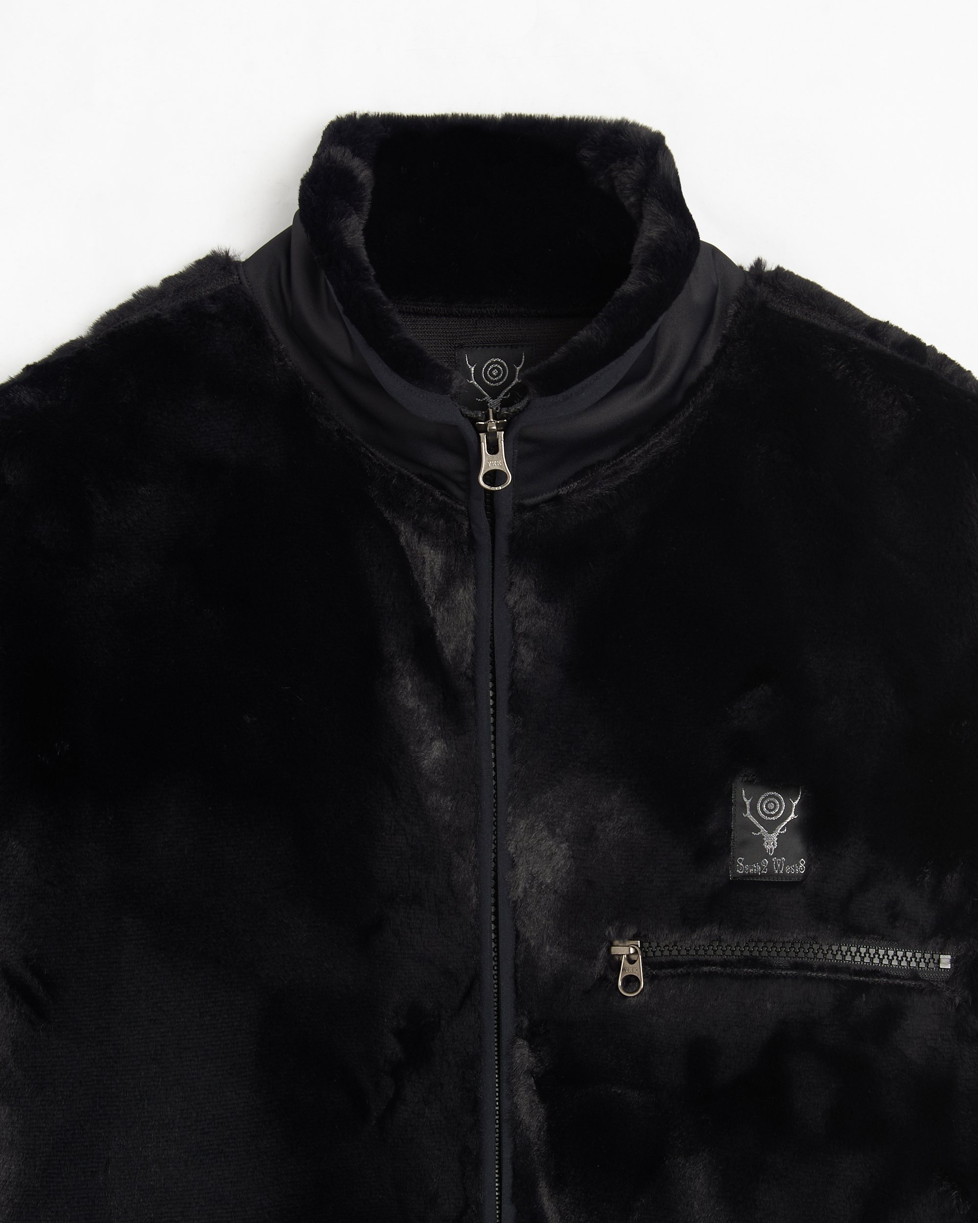 South2 West8 Piping Men's Micro Fur Jacket Men's Jacket Black