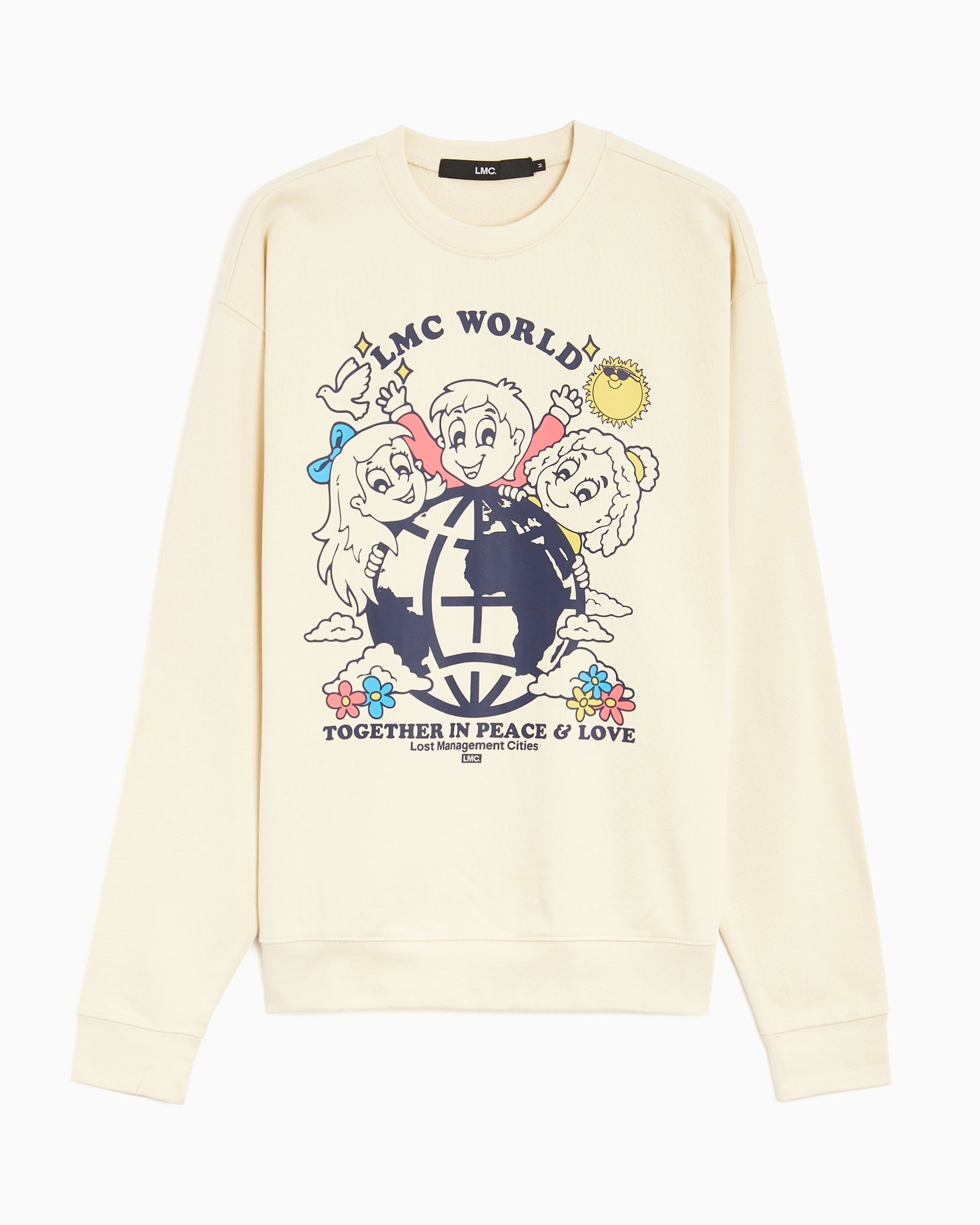 [ LMC ]★WORLD TOGETHER SWEATSHIRT LMC World Together Men's Sweatshirt Bianco LM23FSW115CRM