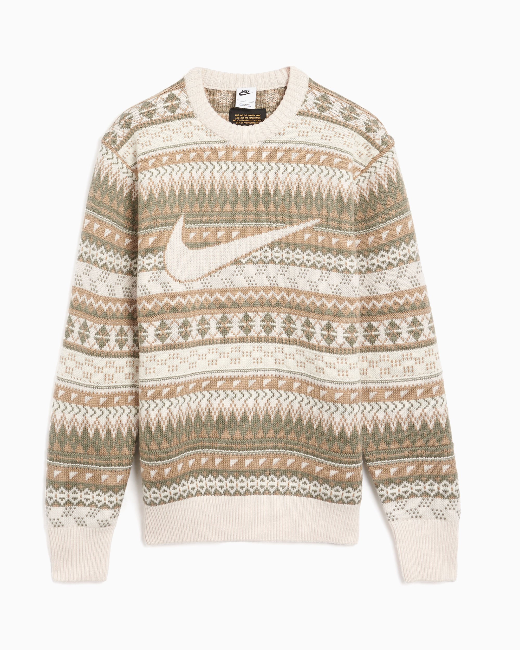 Nike Life Fair Isle Swoosh Men s Sweater Bunt FZ0125 105 FOOTDISTRICT