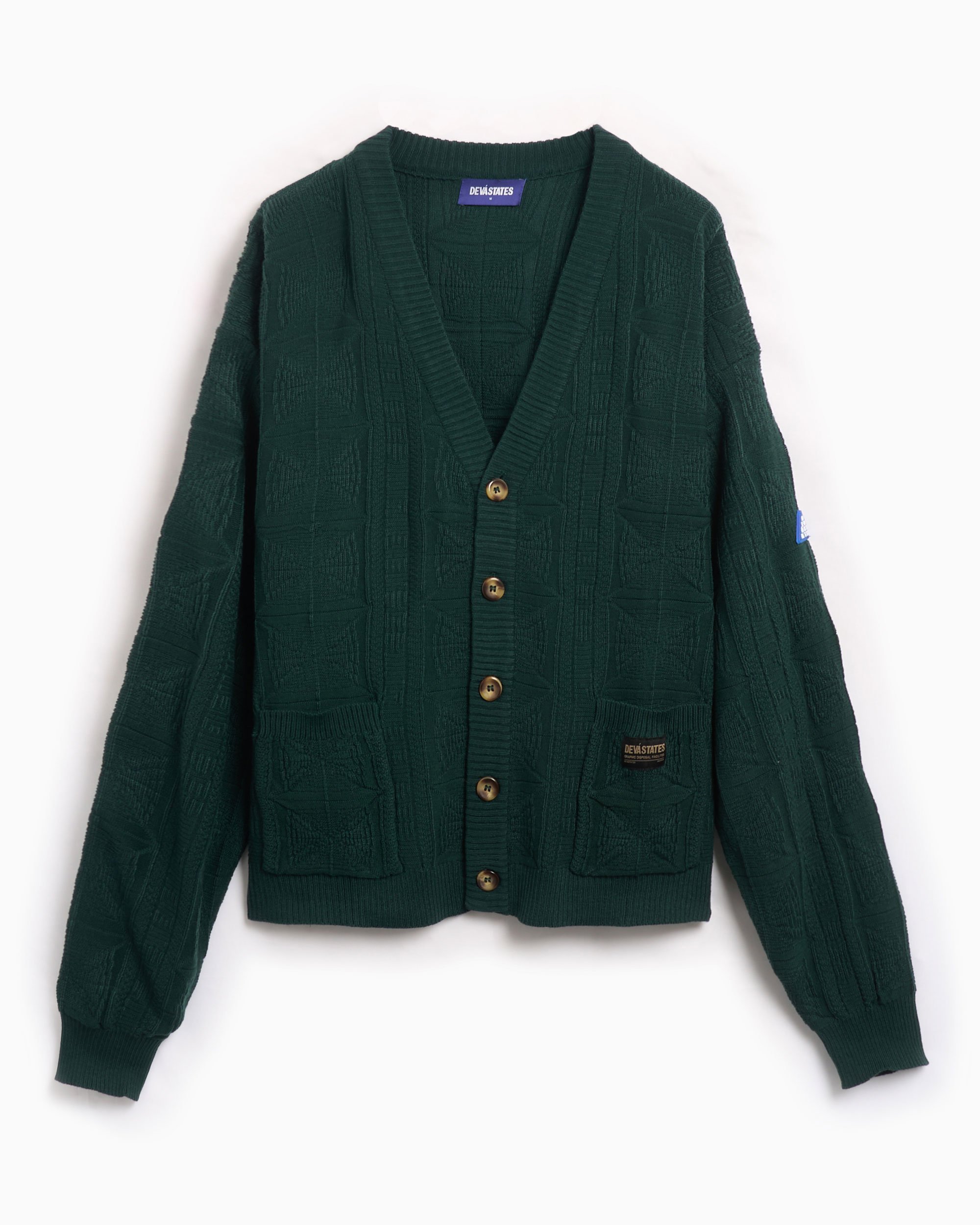 セール特価 Cobweb STATES DEVÁ Men's DSC5GR201F24 Green Cardigan Knitted トップス