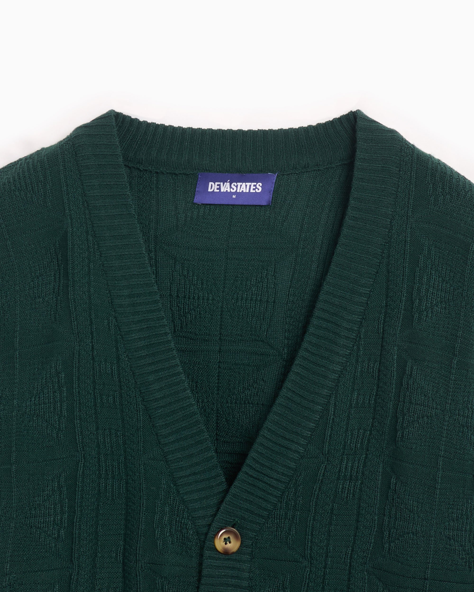 Deva States Men's Cobweb Knit Cardigan in Black DEVÁ STATES