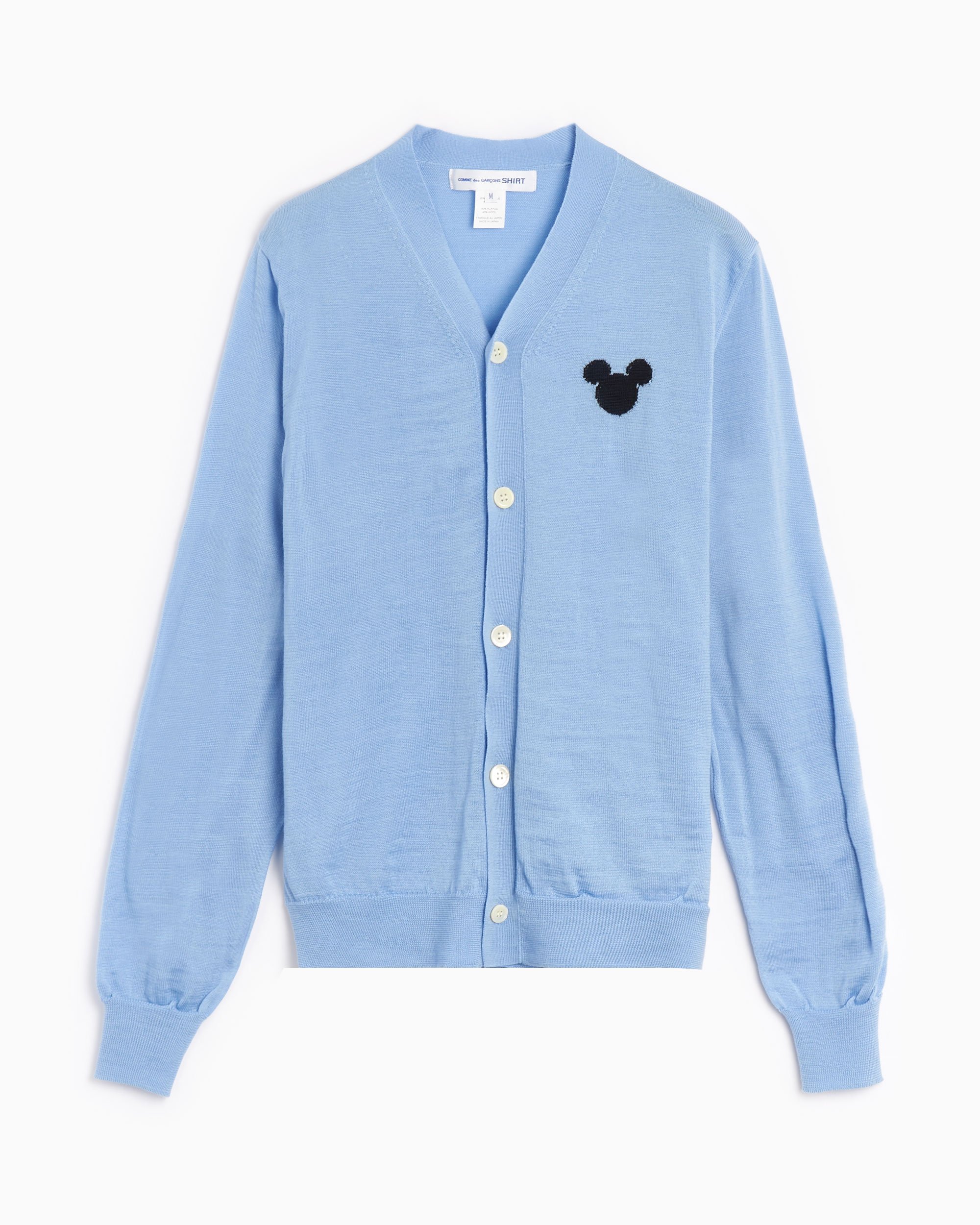 Comme Des Gar ons Shirt Mickey Men s Knit Cardigan Azul FK N005