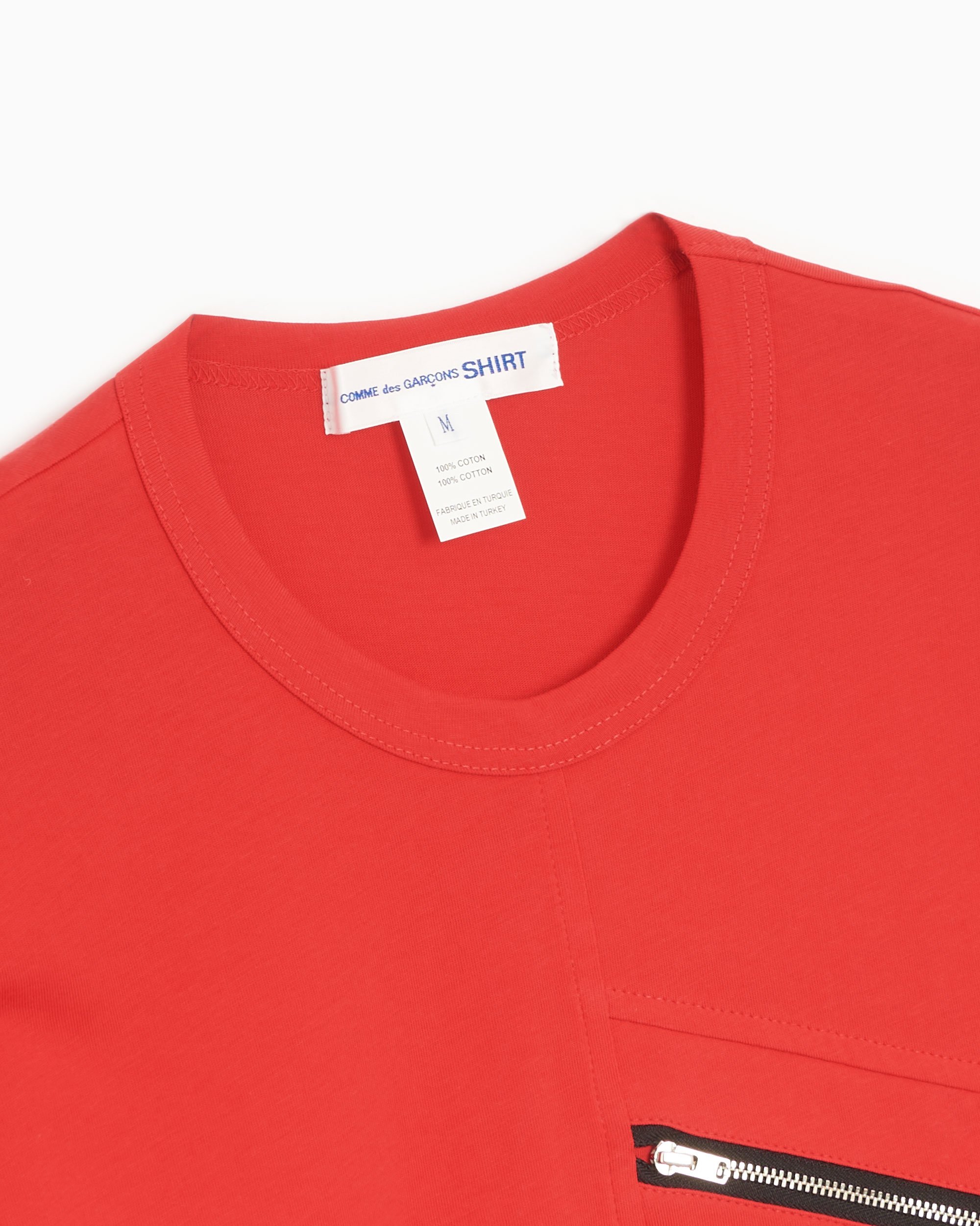 Comme Des Garçons Shirt Zip Pocket Men's Knit T-Shirt Red FJ