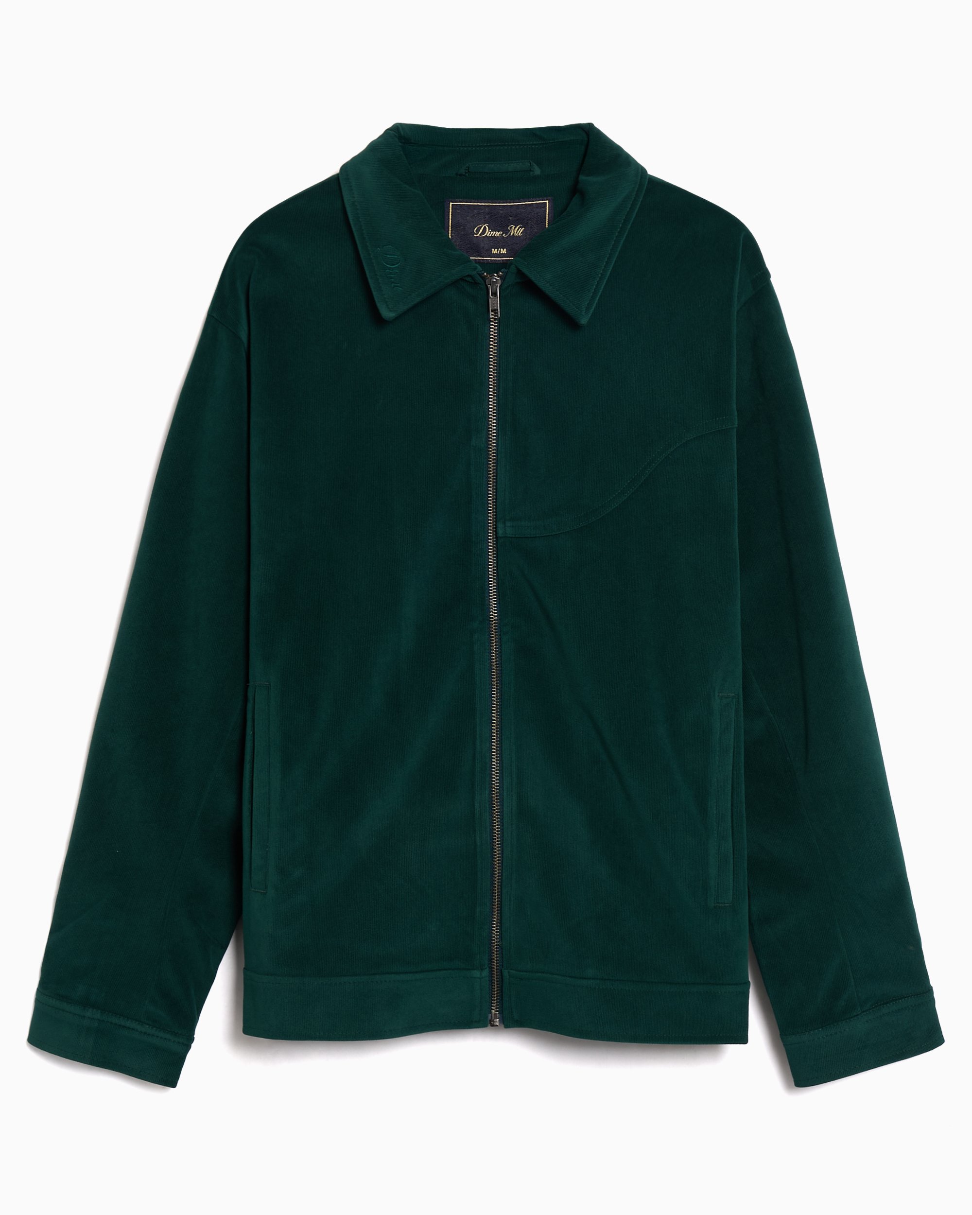 Dime MTL Cord Zip Men's Light Jacket Green DIMESP252EME | FOOTDISTRICT