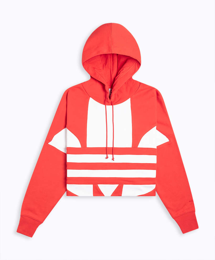 Adidas cropped deals hoodie brick red