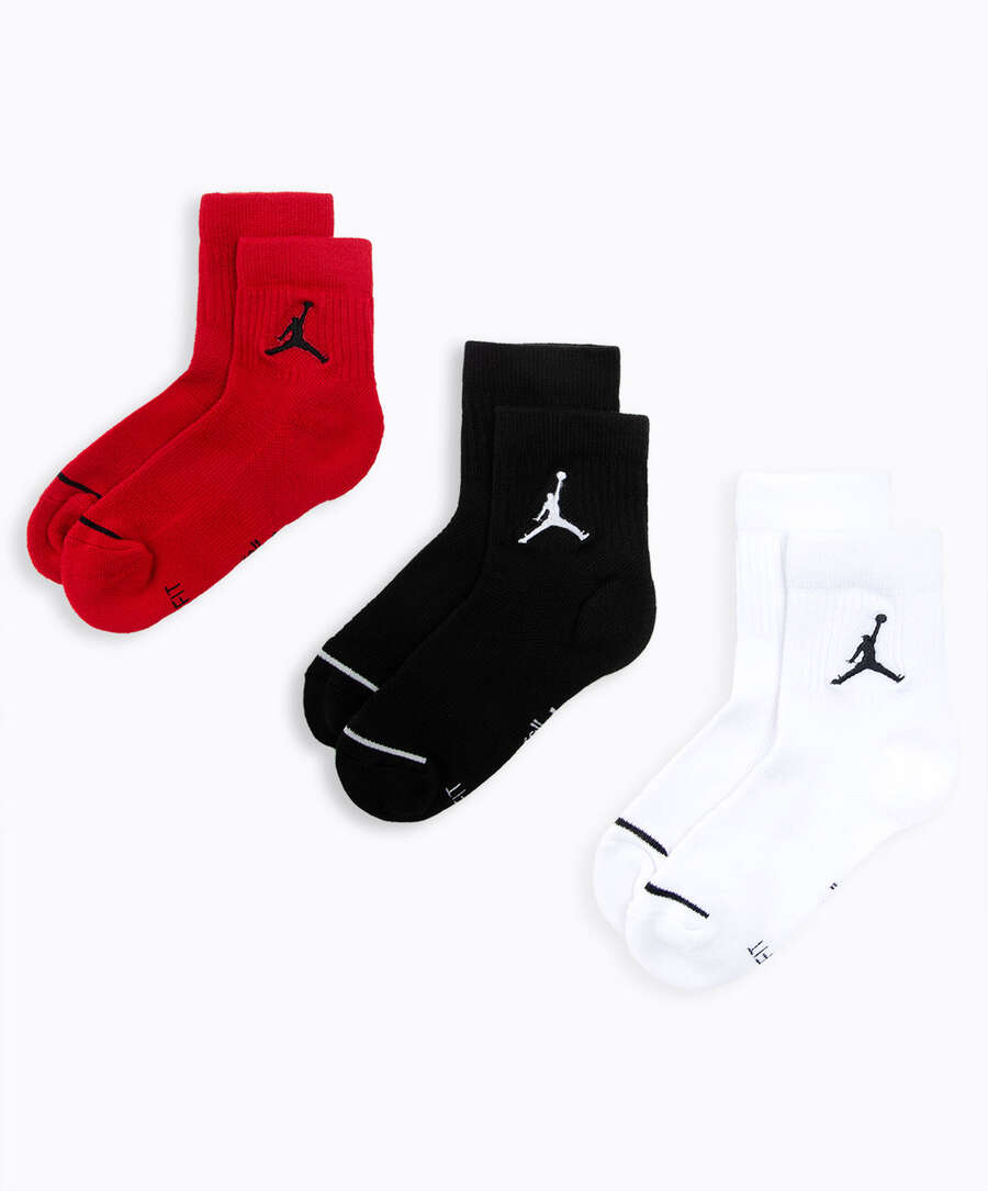 Jordan Chaussettes Jumpman 3 PPK Noir/Blanc/Rouge Taille Chaussettes XL  (46-50)
