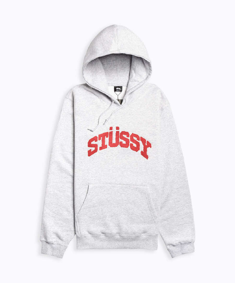 Felpa stussy grigia con cappuccio clearance