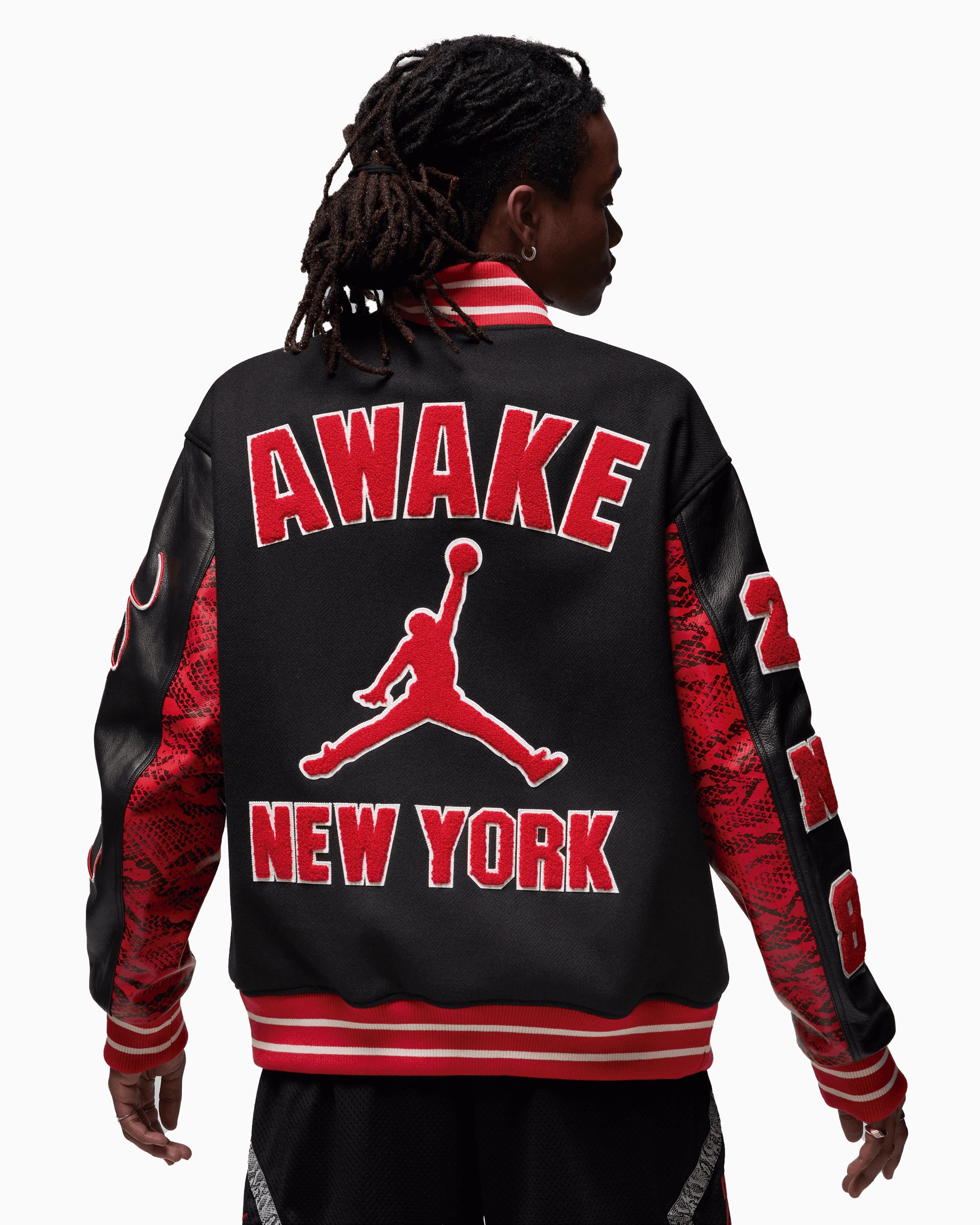 Jordan x Awake NY Men's Varsity Jacket Black, Red FQ5439-657 