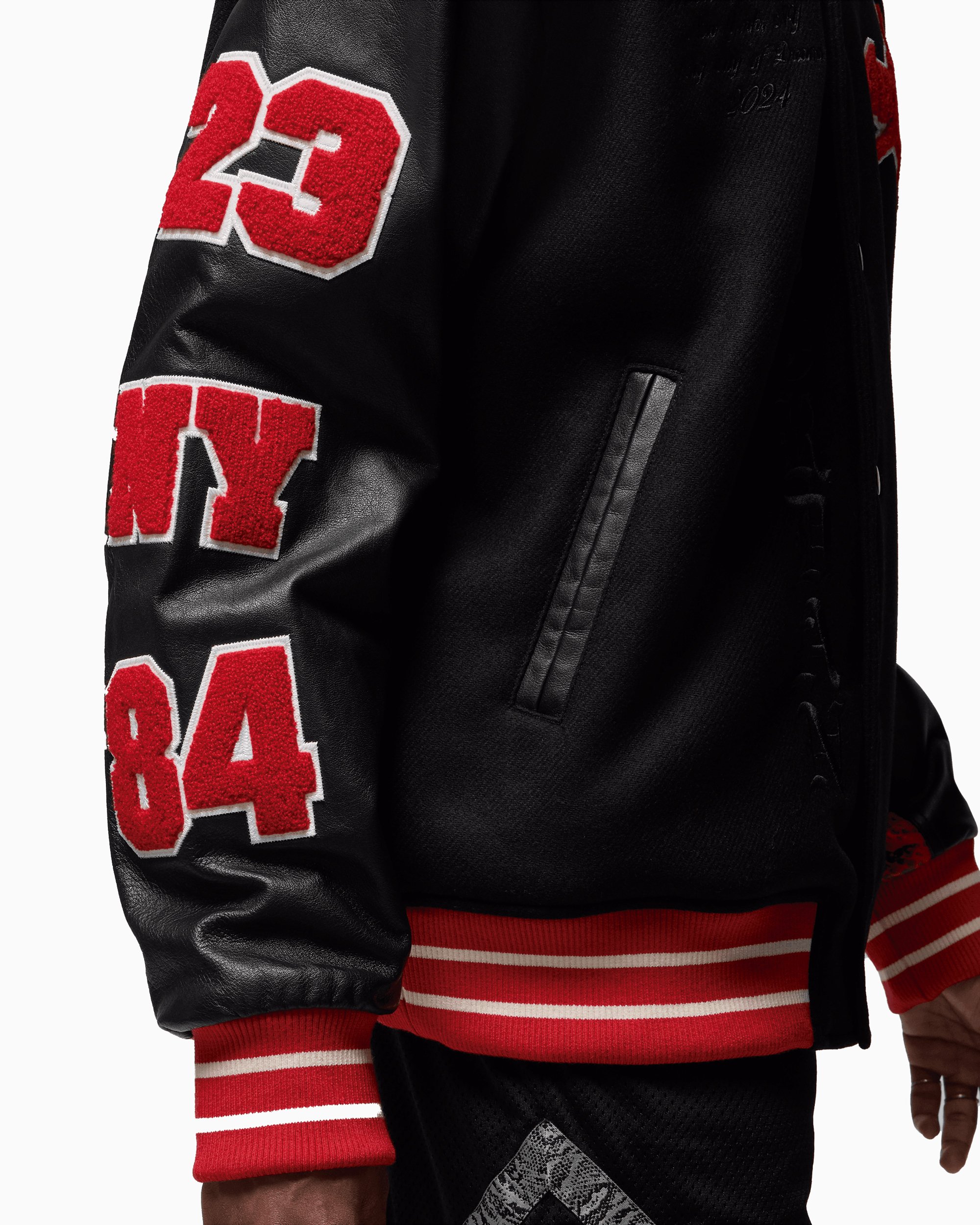 Air Jordan x Awake NY Varsity Jacket 'Black University Red