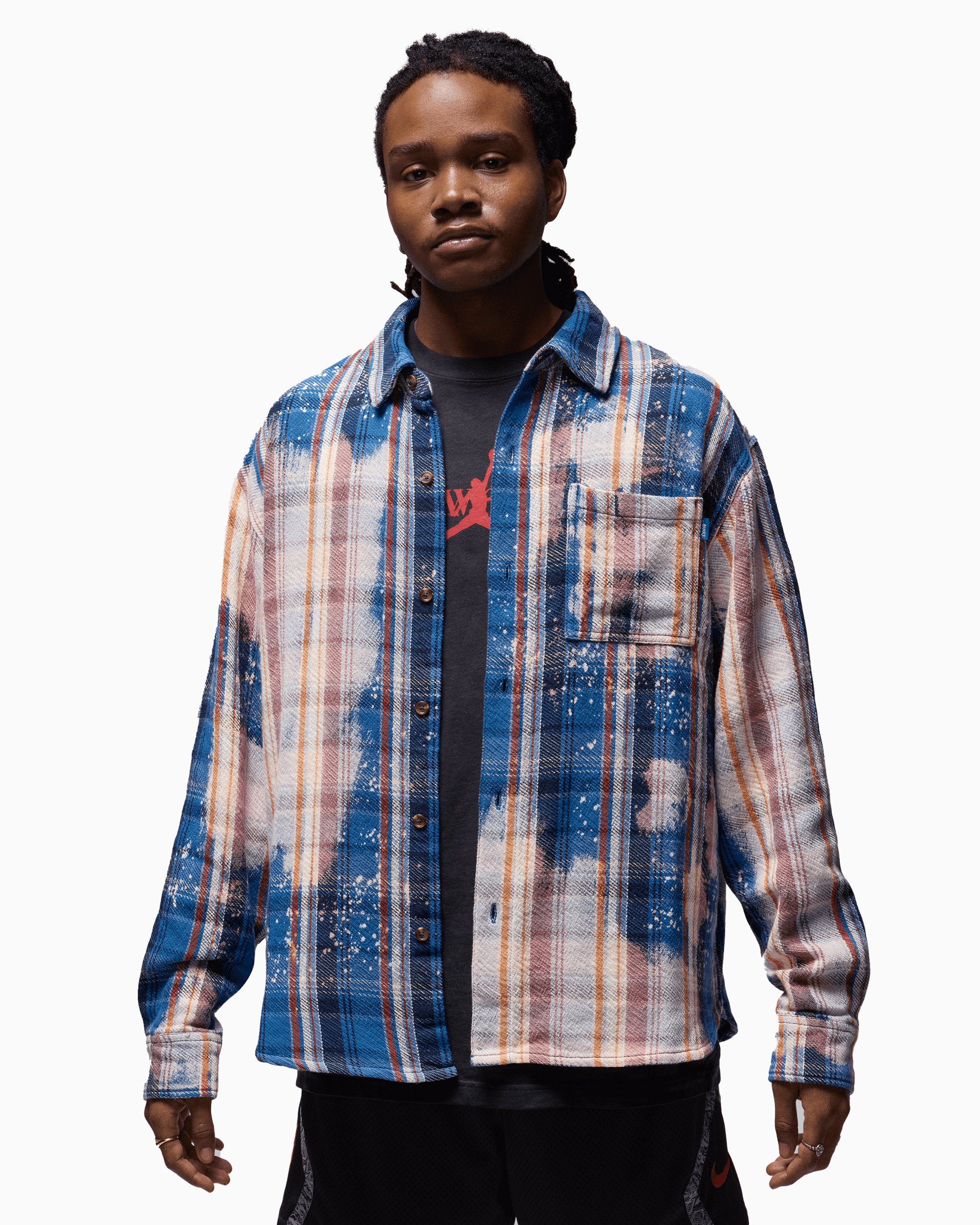 Jordan x Awake NY Men's Flannel Shirt Blue FQ5453-498| FOOTDISTRICT