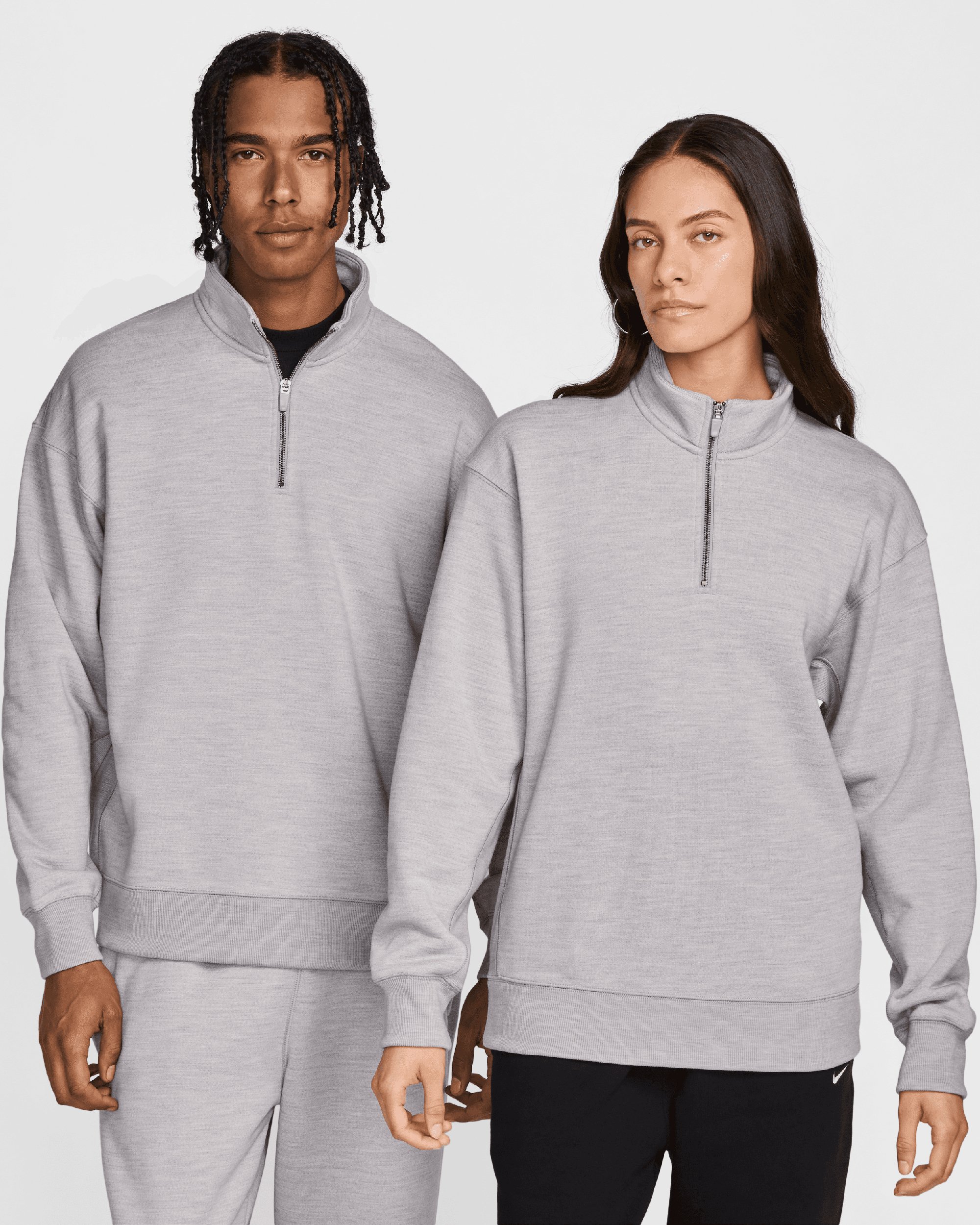 Nike Unisex Wool Classics Quarter Zip Sweatshirt Gray FV4891 048 FOOTDISTRICT