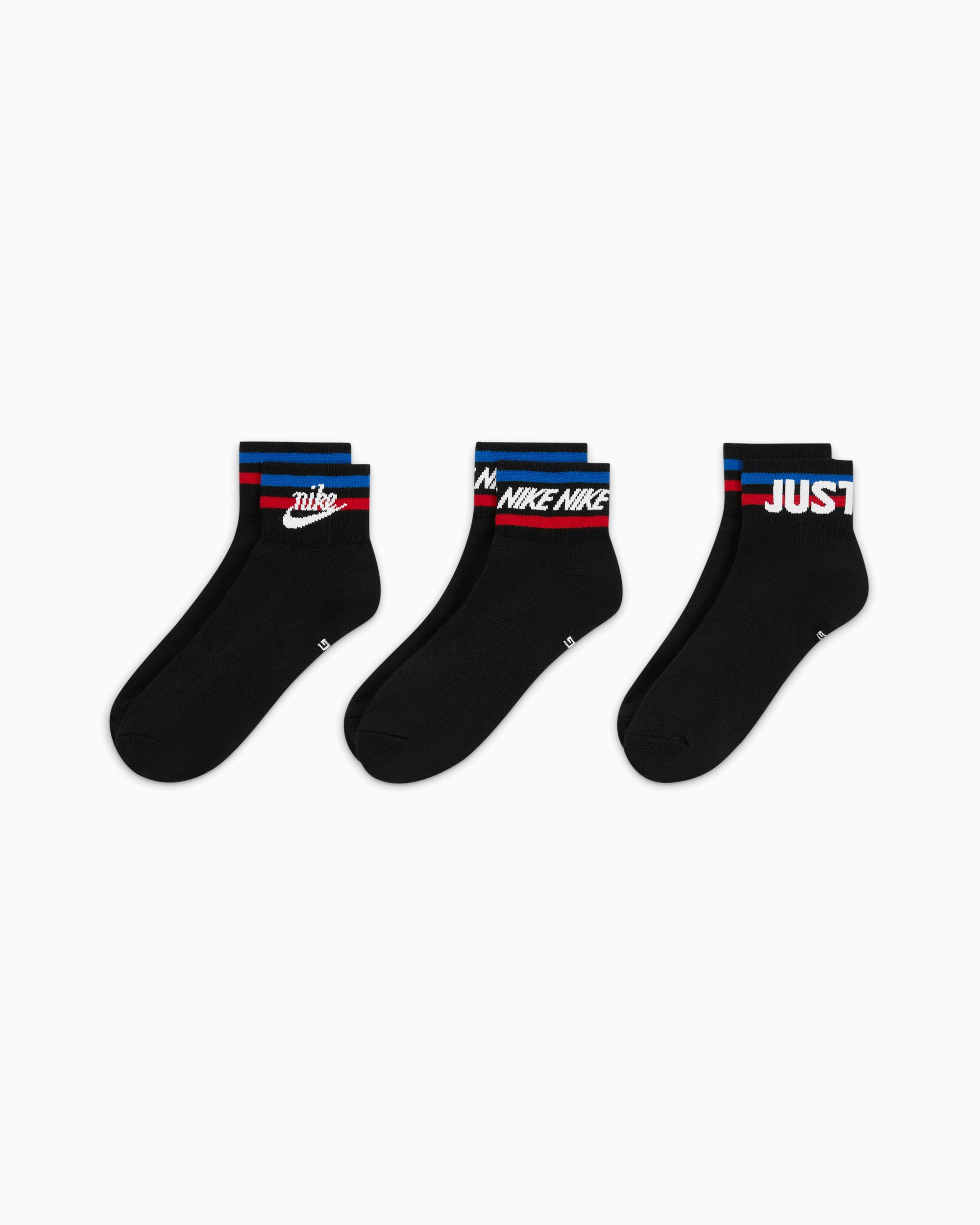 Chaussettes Nike Everyday Essential Crew 3 Pack Unisex Noir SK0109-010