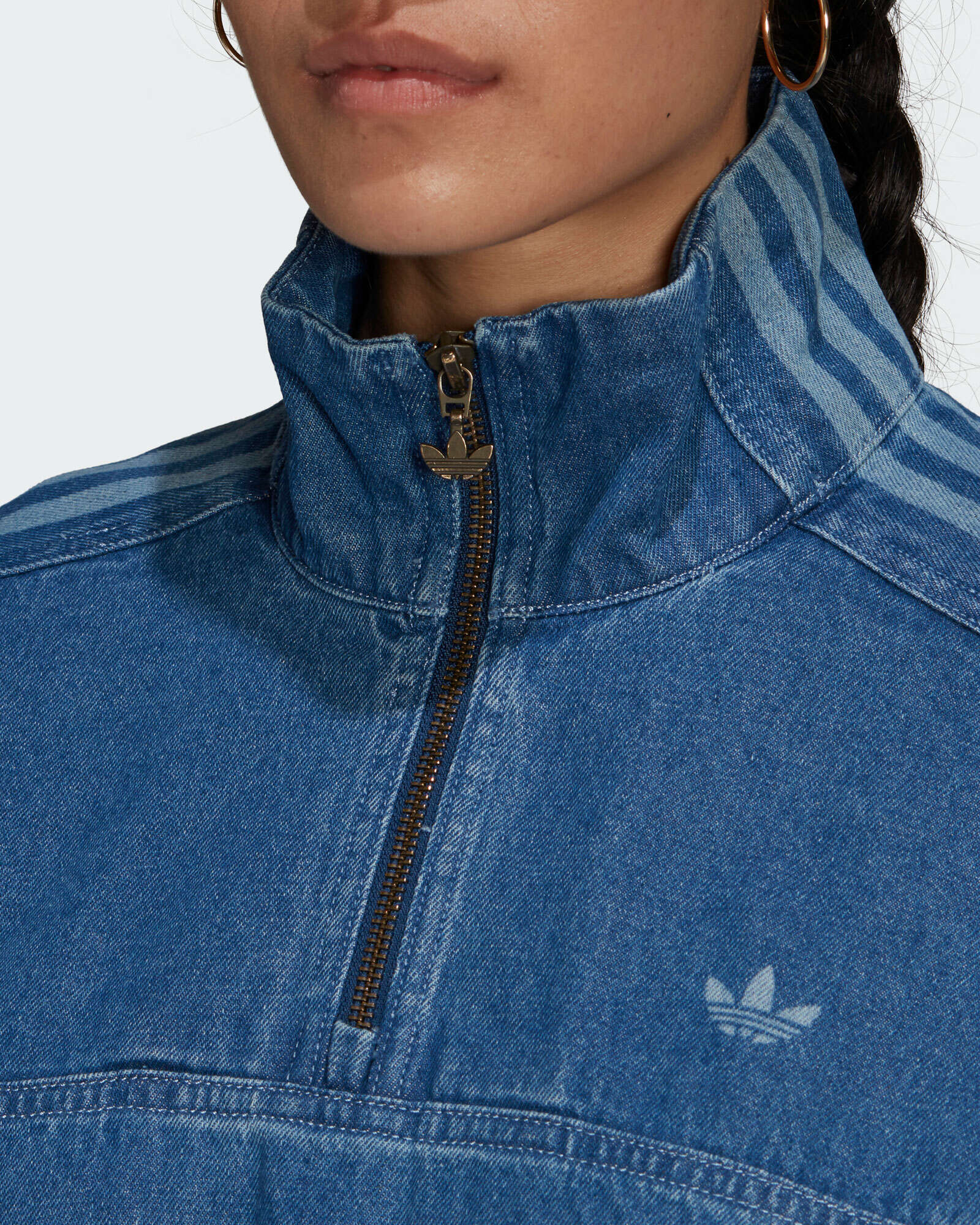 Adidas track denim sweatshirt cheap