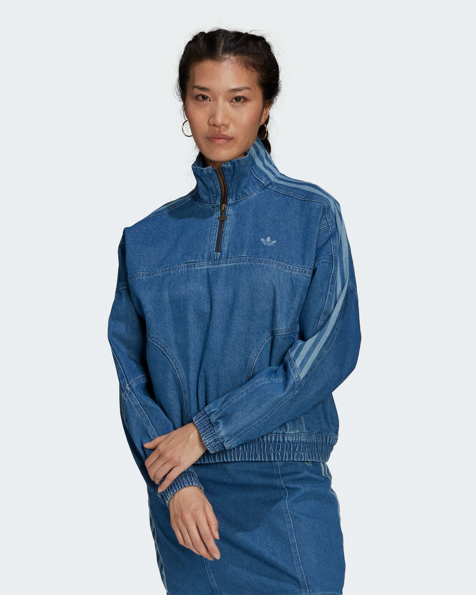 Adidas track denim sweatshirt cheap