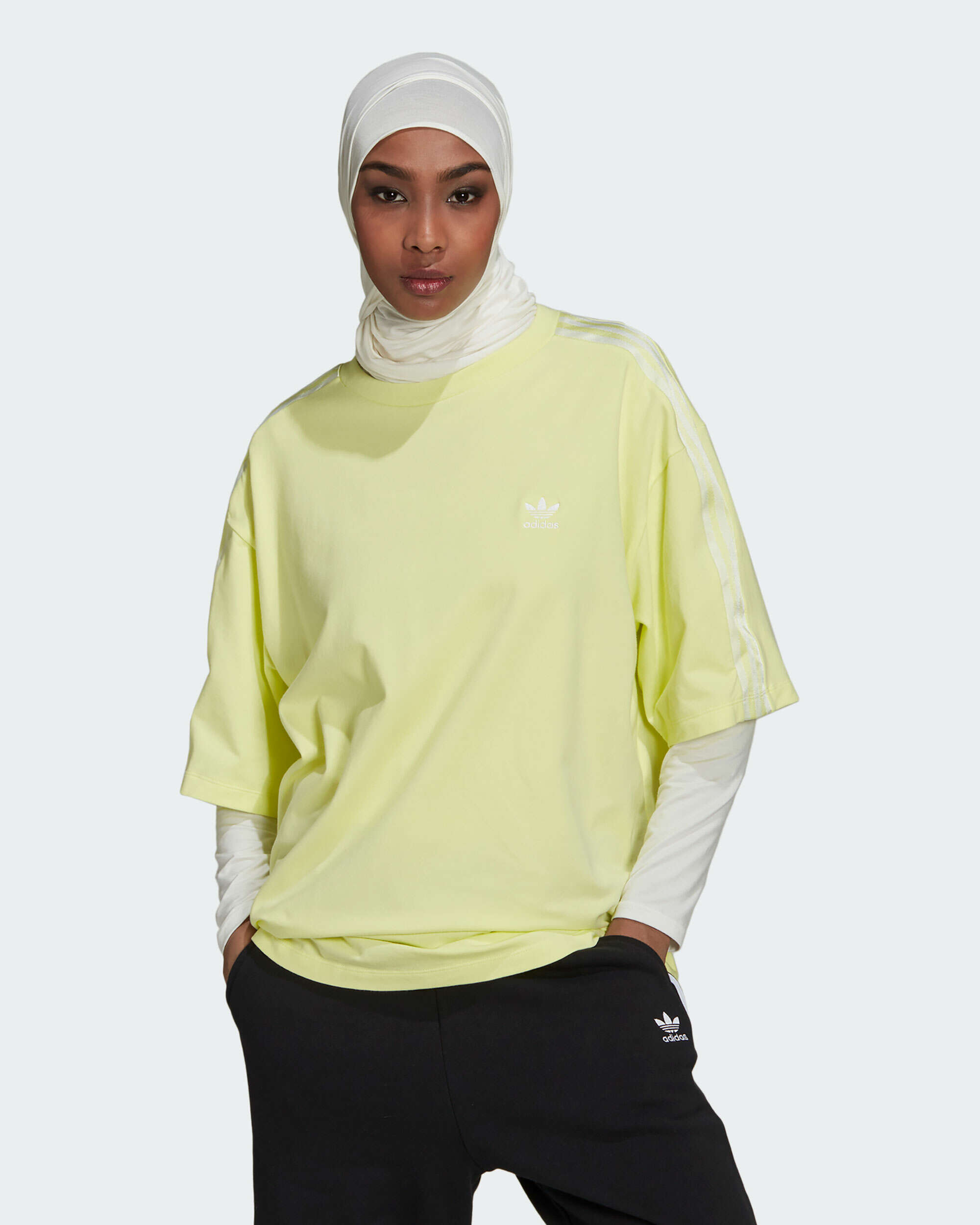 adidas Adicolor T-Shirt Women\'s Satin at FOOTDISTRICT Buy Online Yellow H37810| Tape Classics