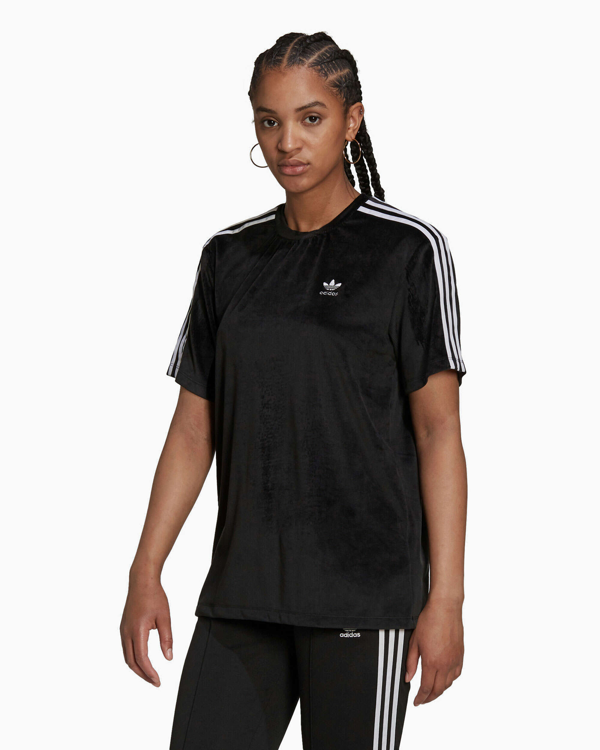 adidas Adicolor Classics Corded Women\'s Velour T-Shirt Black H37841| Buy  Online at FOOTDISTRICT