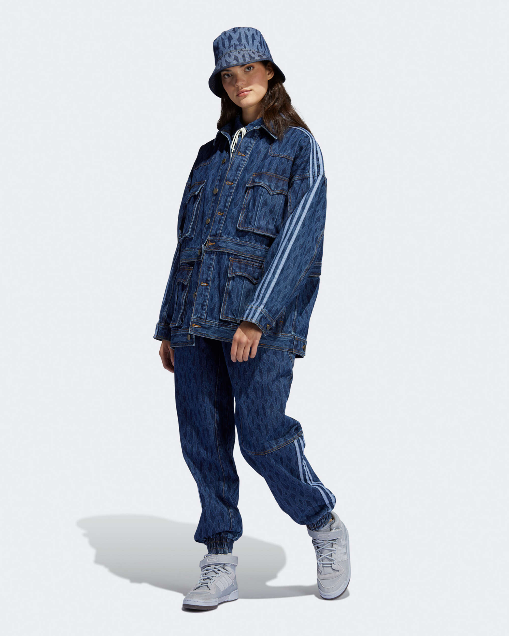 adidas x Ivy Park Monogram Denim Unisex Track Jacket Blau