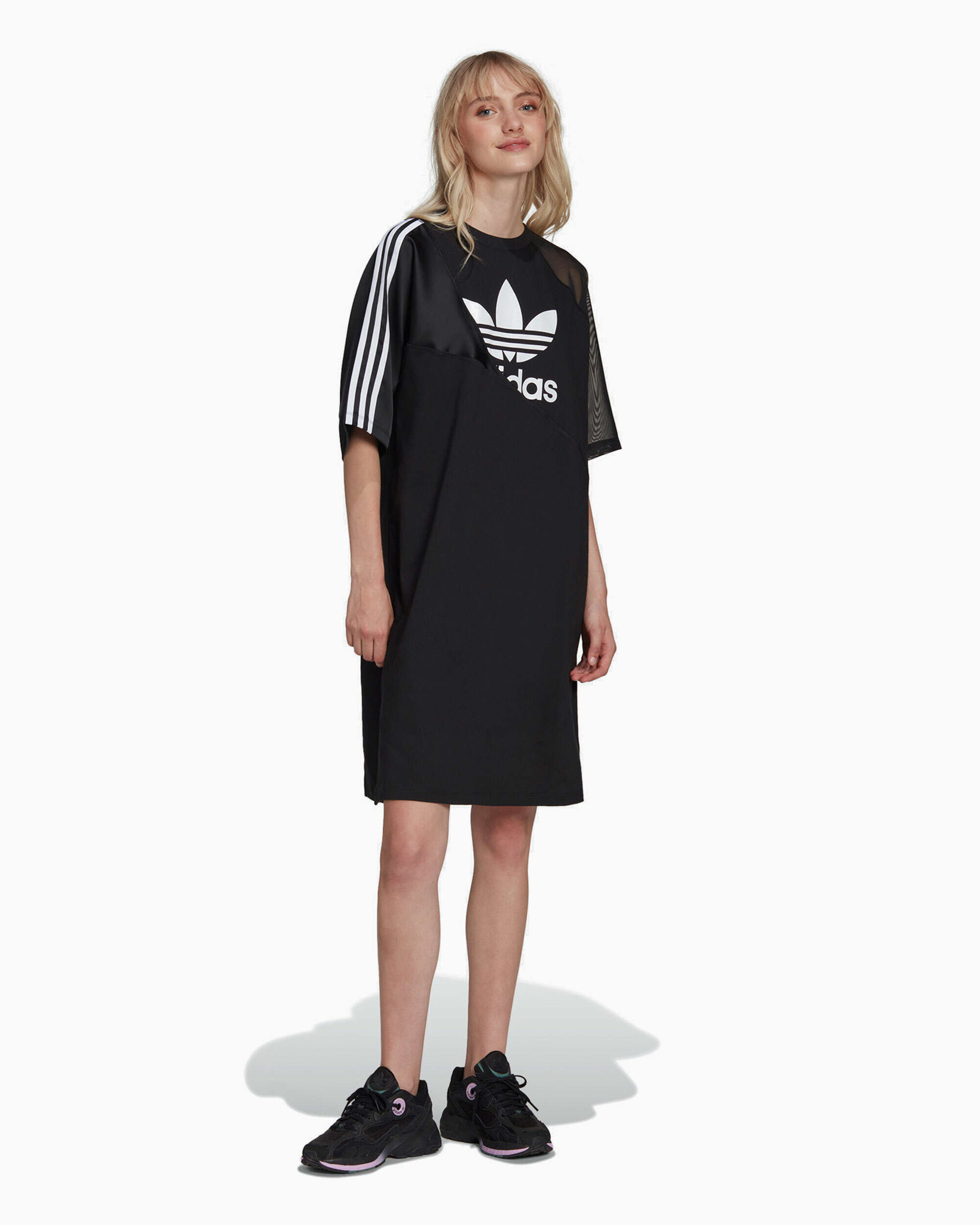 Adidas trefoil kleid grau store