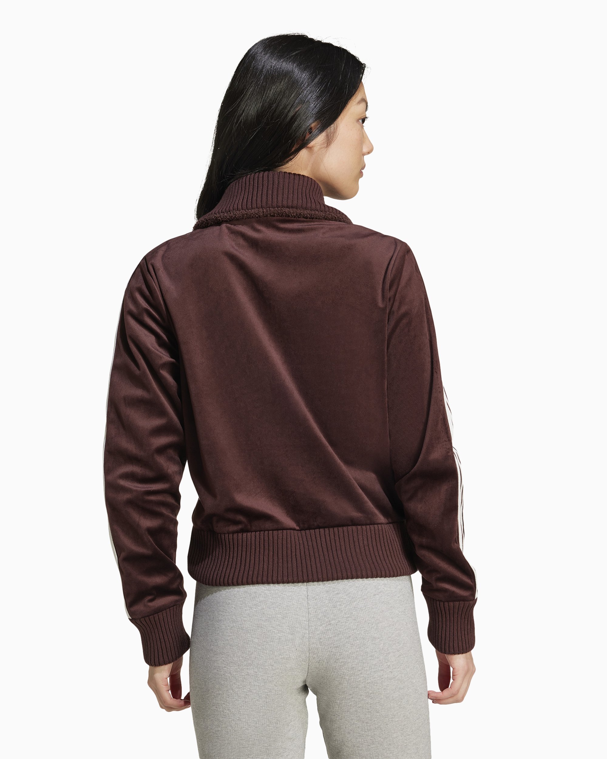 adidas Originals Women s Velvet Track Jacket Burgunder IX1059 FOOTDISTRICT