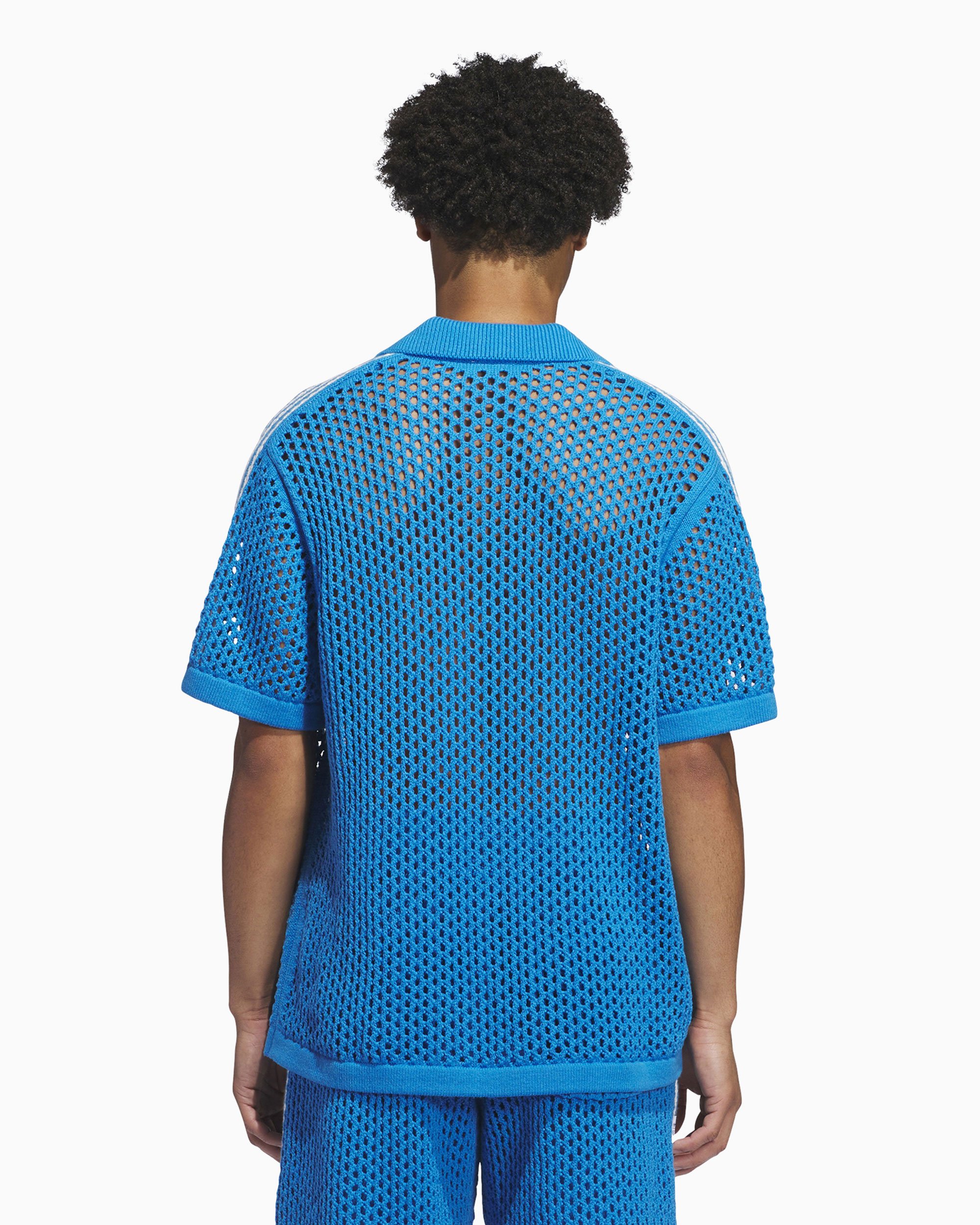 adidas Originals x CLOT By Edison Chen Unisex Crochet Polo Shirt Blau  JE9592 | FOOTDISTRICT