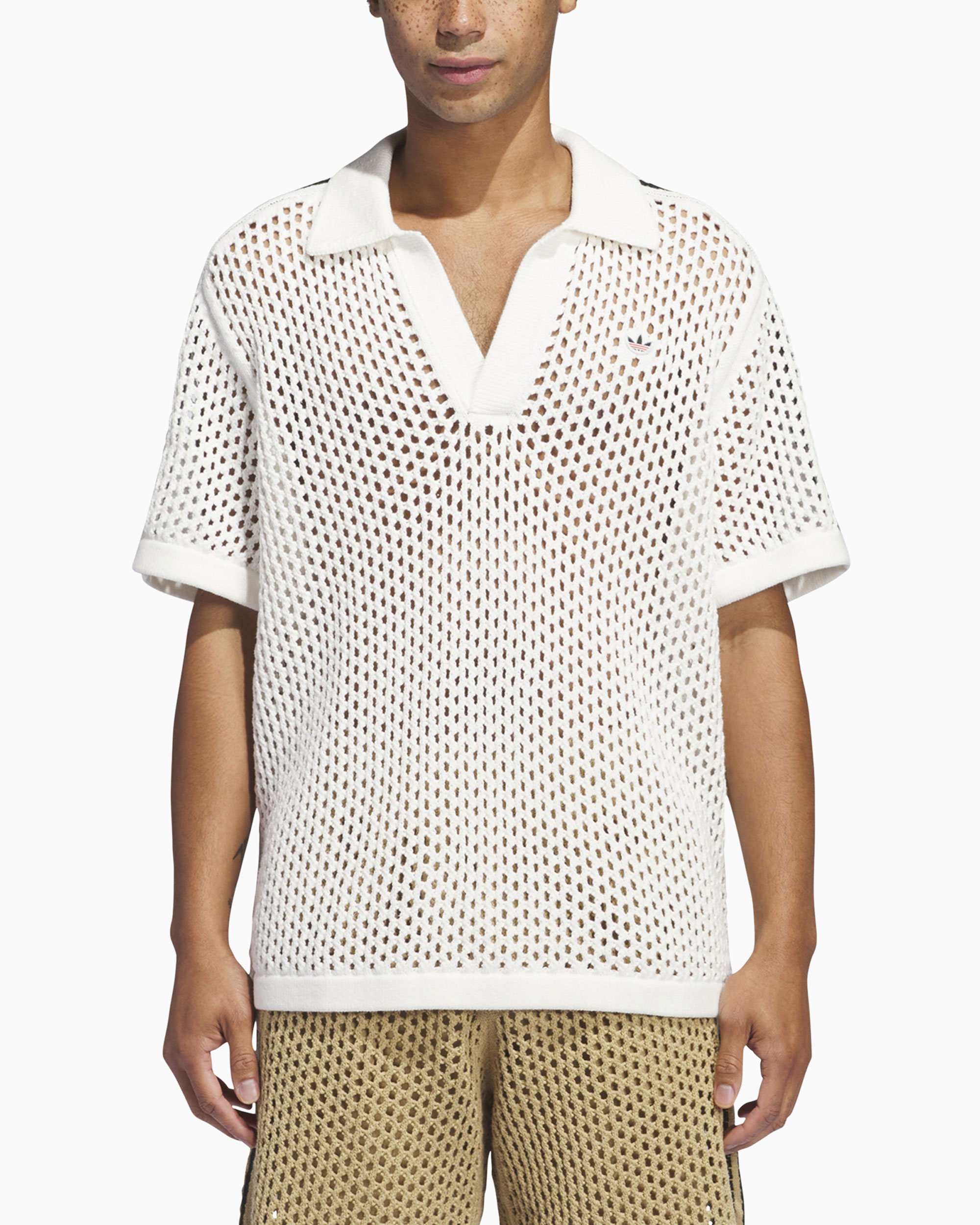adidas Originals x CLOT By Edison Chen Unisex Crochet Polo Shirt Blanc  JE9594 | FOOTDISTRICT