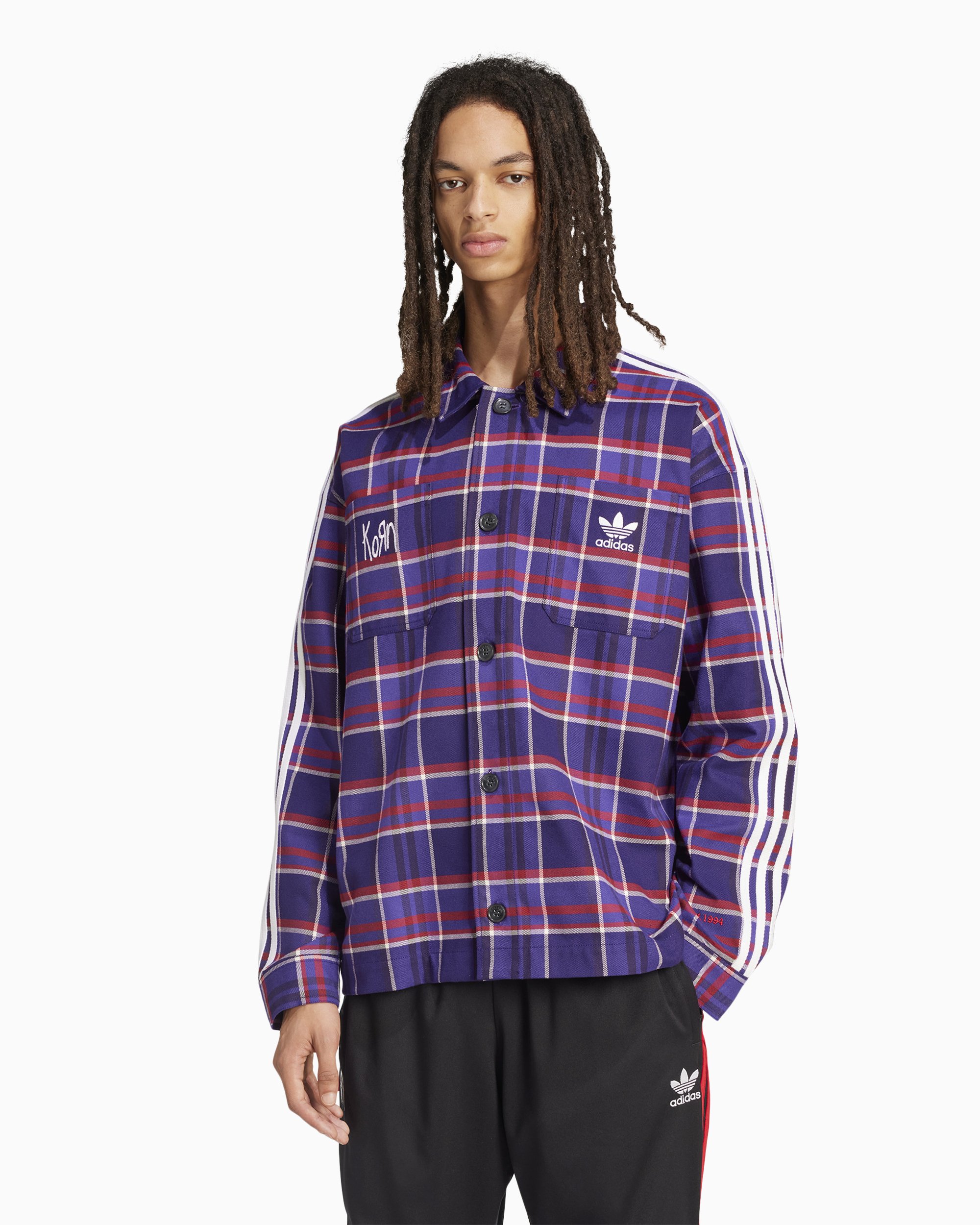 ジャケット・アウター Ton adidas Originals x Korn Men's Overshirt Jacket Purple JG1334