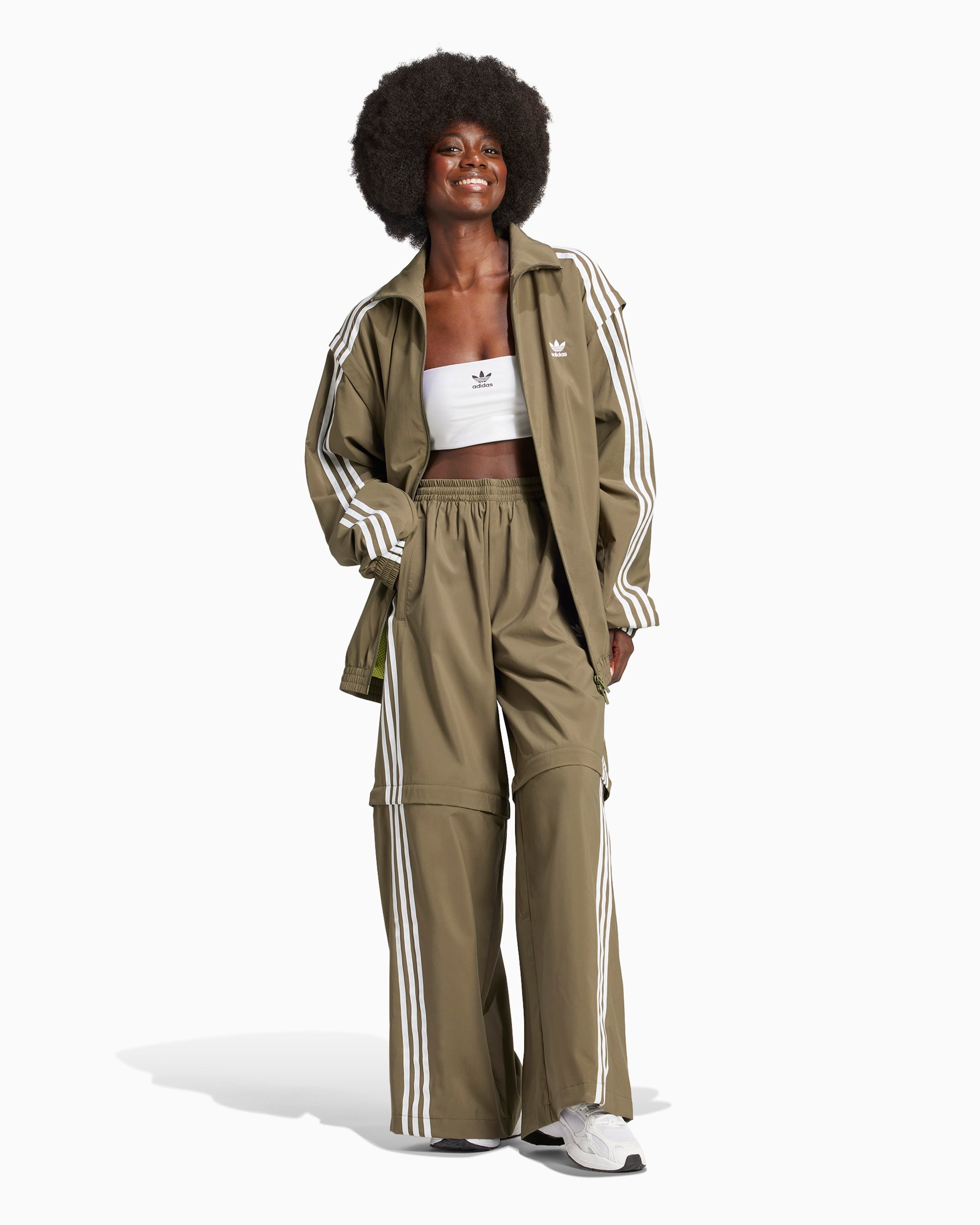 adidas Originals Adilenium Women s Oversized Zip Off Track Pants Grun JM9255 FOOTDISTRICT